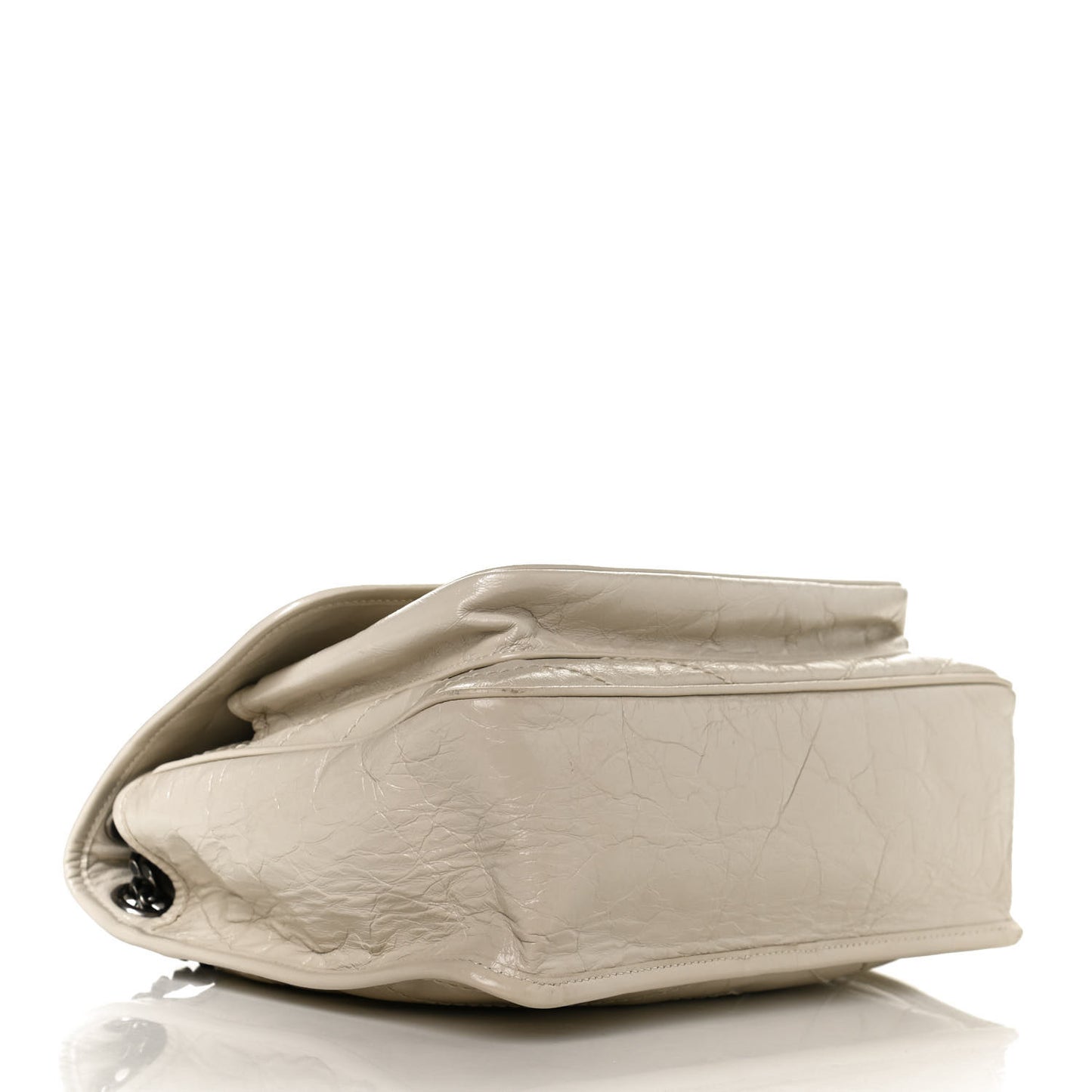 Crinkled Calfskin Matelasse Monogram Medium Niki Chain Satchel Ivory