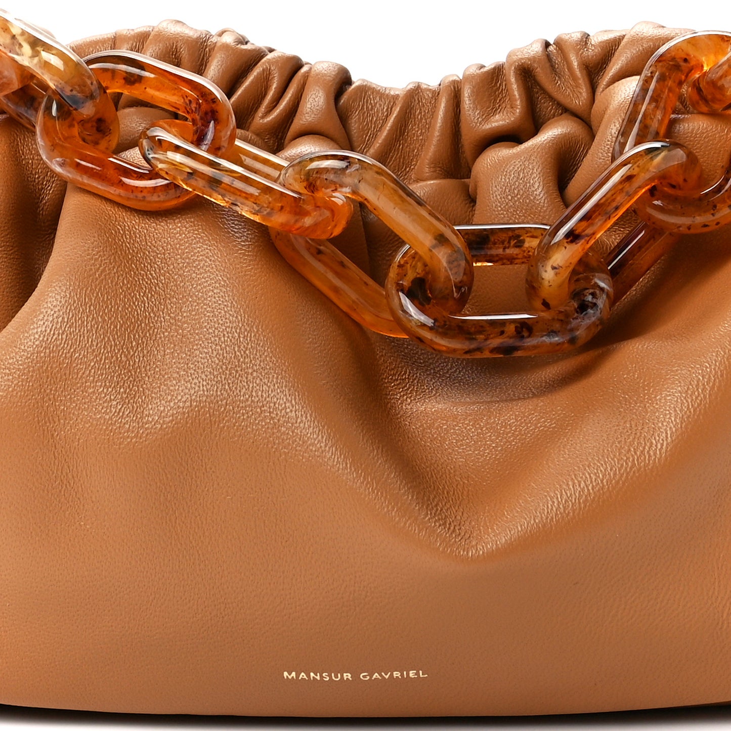 Lambskin Mini Twist Cloud Chain Clutch Caramel
