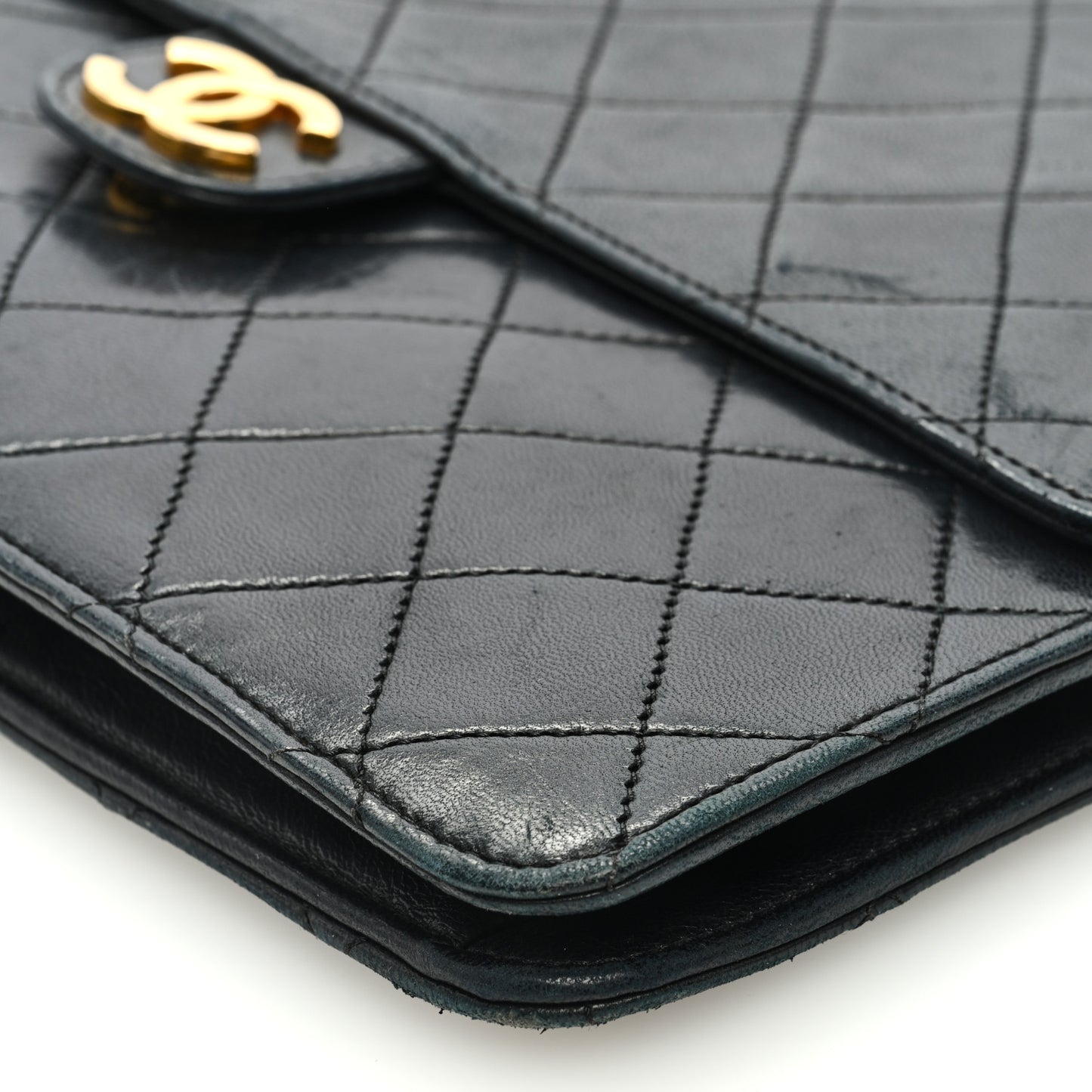 Lambskin Quilted Small Single Flap Black