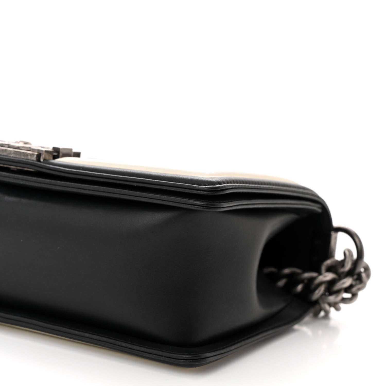 Chanel Calfskin Pleated Medium Boy In Rome Flap Black White 10 of 11