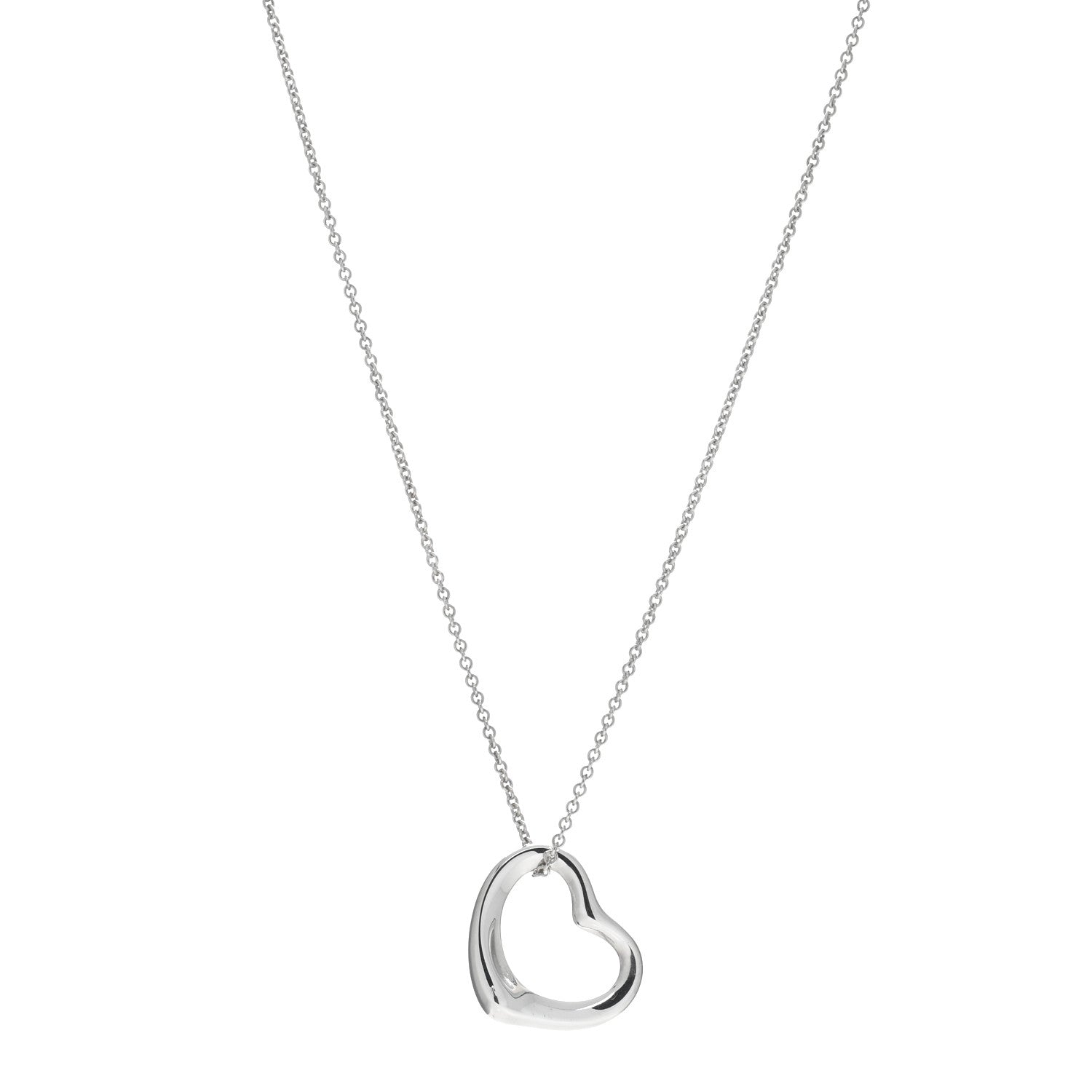 Tiffany Sterling Silver 22mm Elsa Peretti Open Heart Pendant Necklace 1 of 4