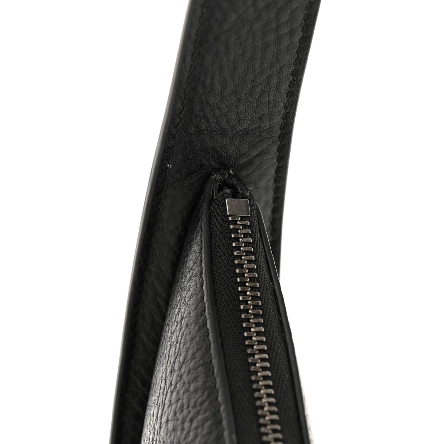 Grained Calfskin Half Moon Shoulder Bag Black