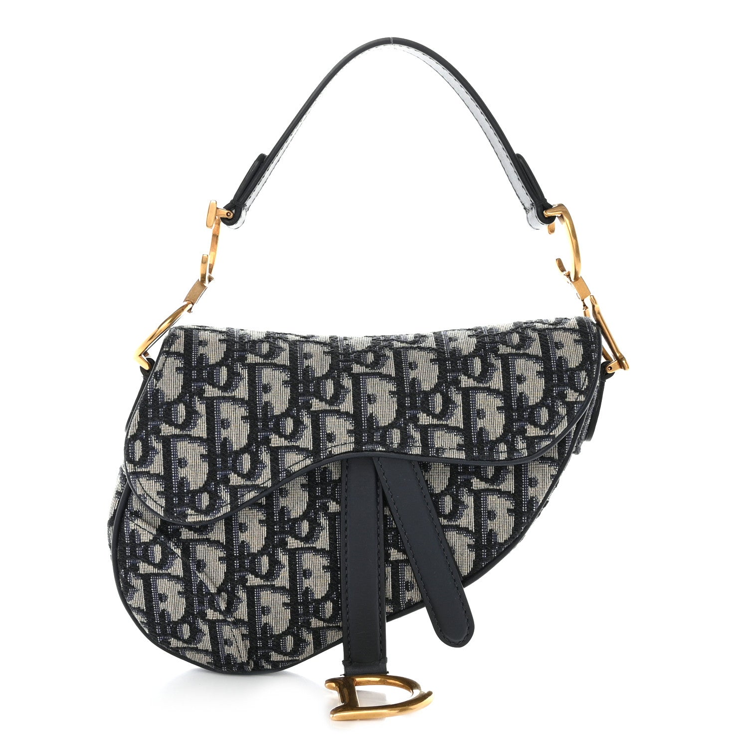 Christian Dior Oblique Mini Saddle Bag Blue 1 of 10