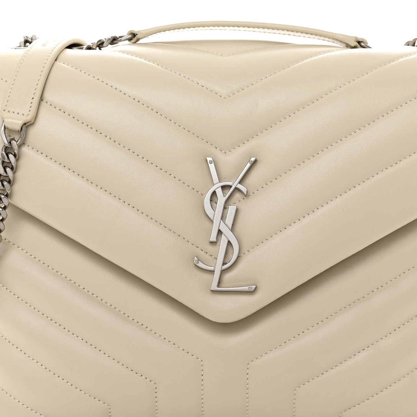Calfskin Y Quilted Monogram Medium Loulou Chain Satchel Crema Soft