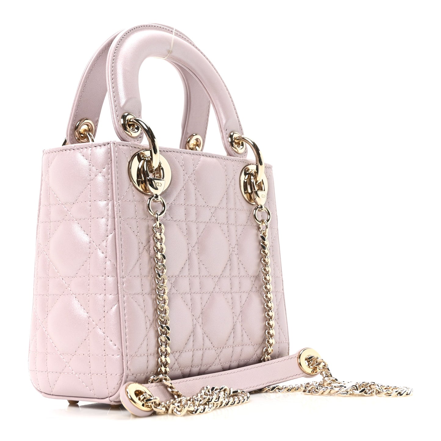 Metallic Lambskin Cannage Mini Lady Dior Lotus