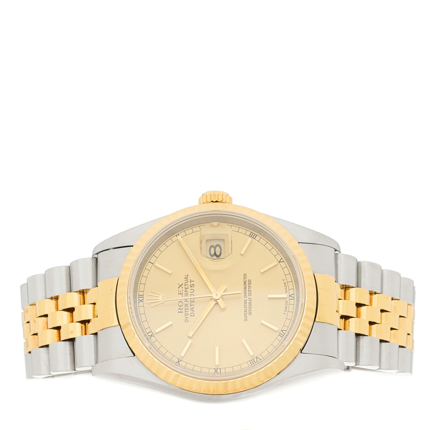 Stainless Steel 18K Yellow Gold 36mm Oyster Perpetual Datejust Watch Champagne 16233