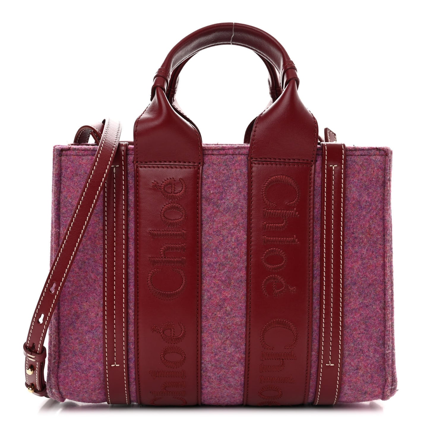 Recycled Felt Calfskin Small Woody Ribbon Tote Striking Purple