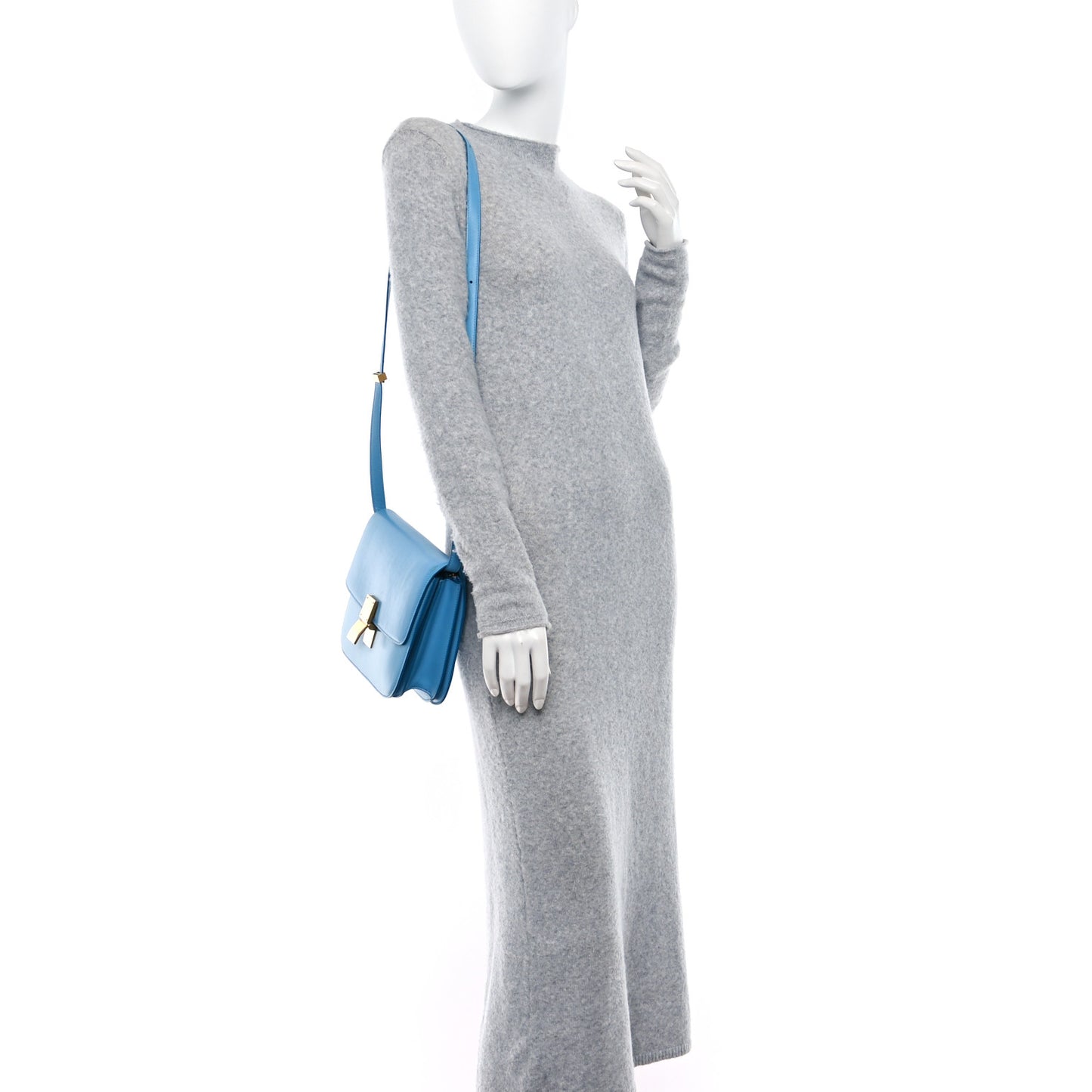 Box Calfskin Medium Classic Box Flap Bag Blue