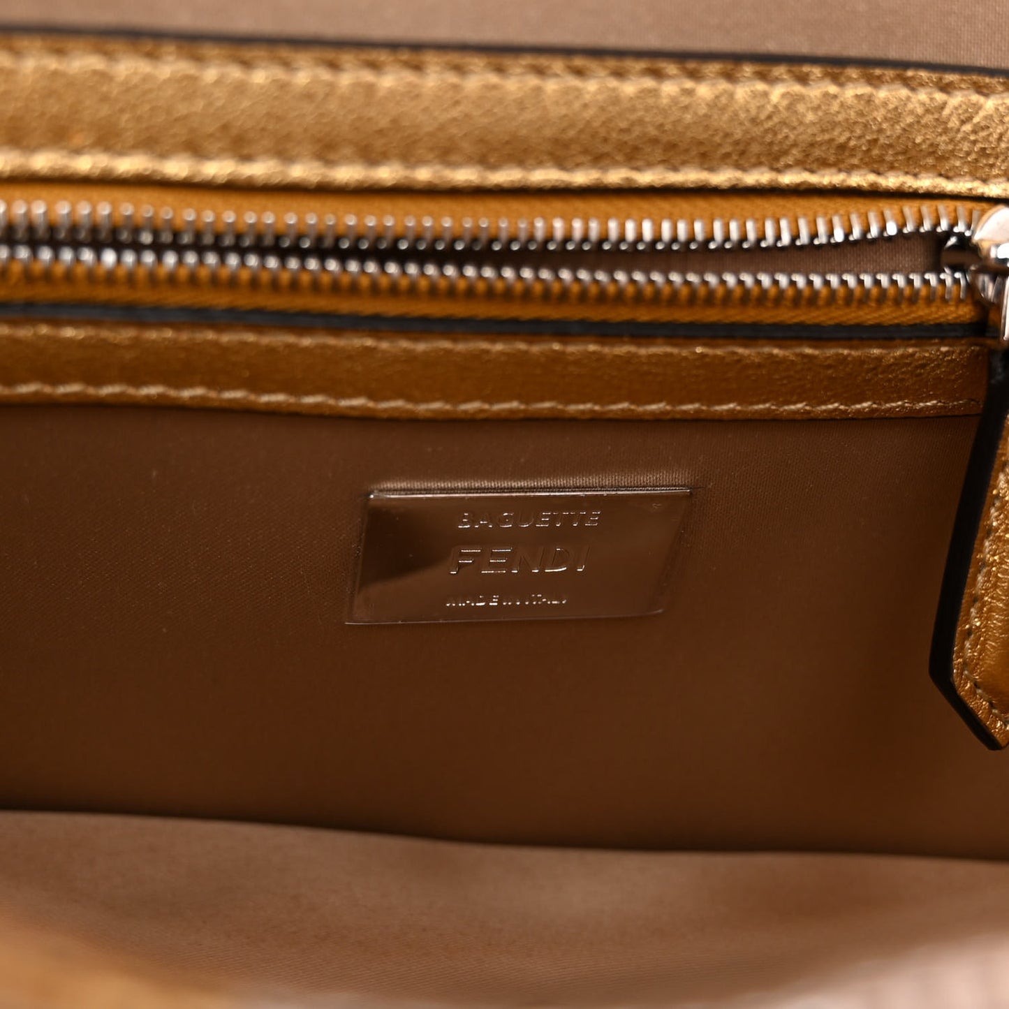 Sequin Paillettes Vitello Laminato Striped Baguette 1997 Oro Sfumato