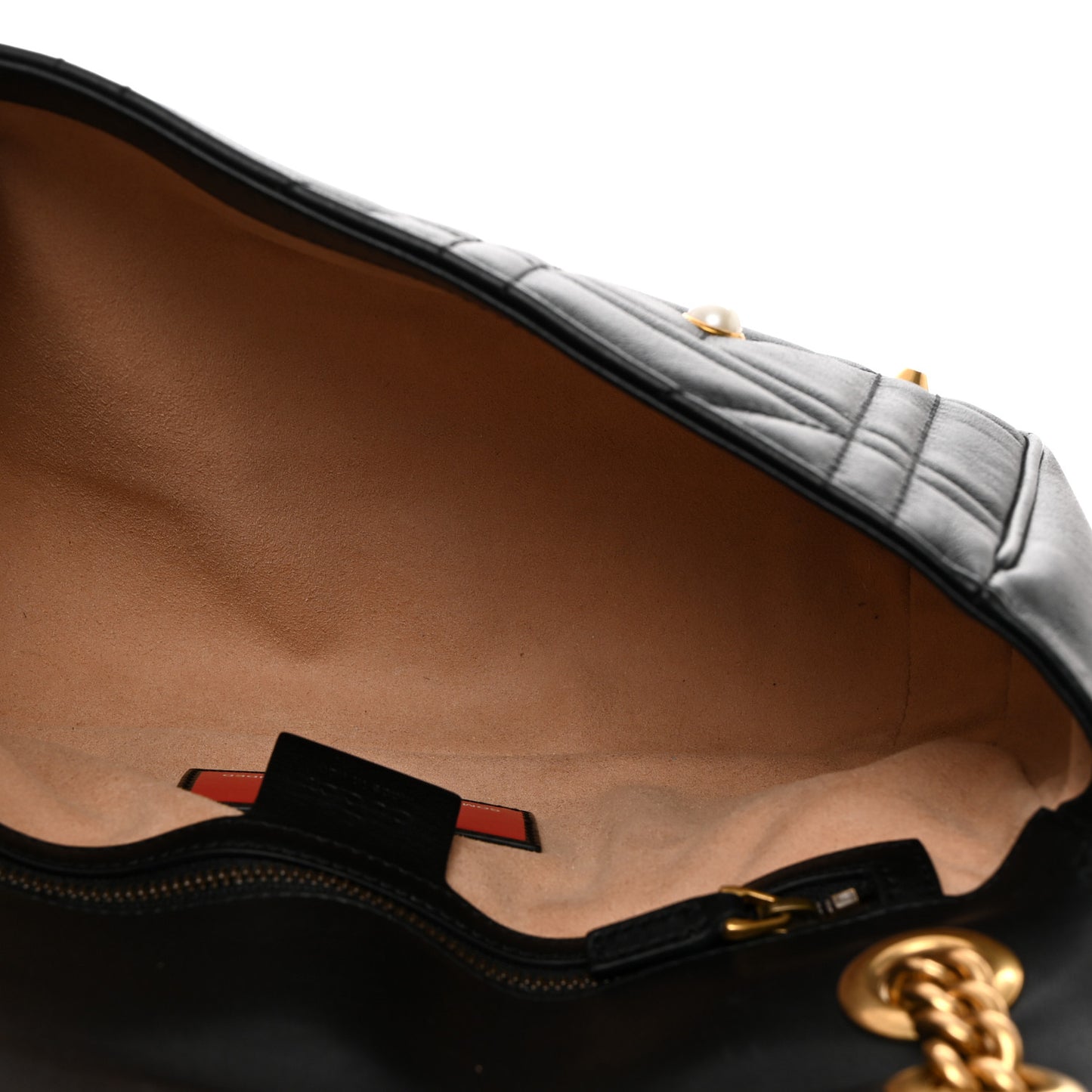 Calfskin Matelasse Studded Small Pearly GG Marmont Shoulder Bag Black