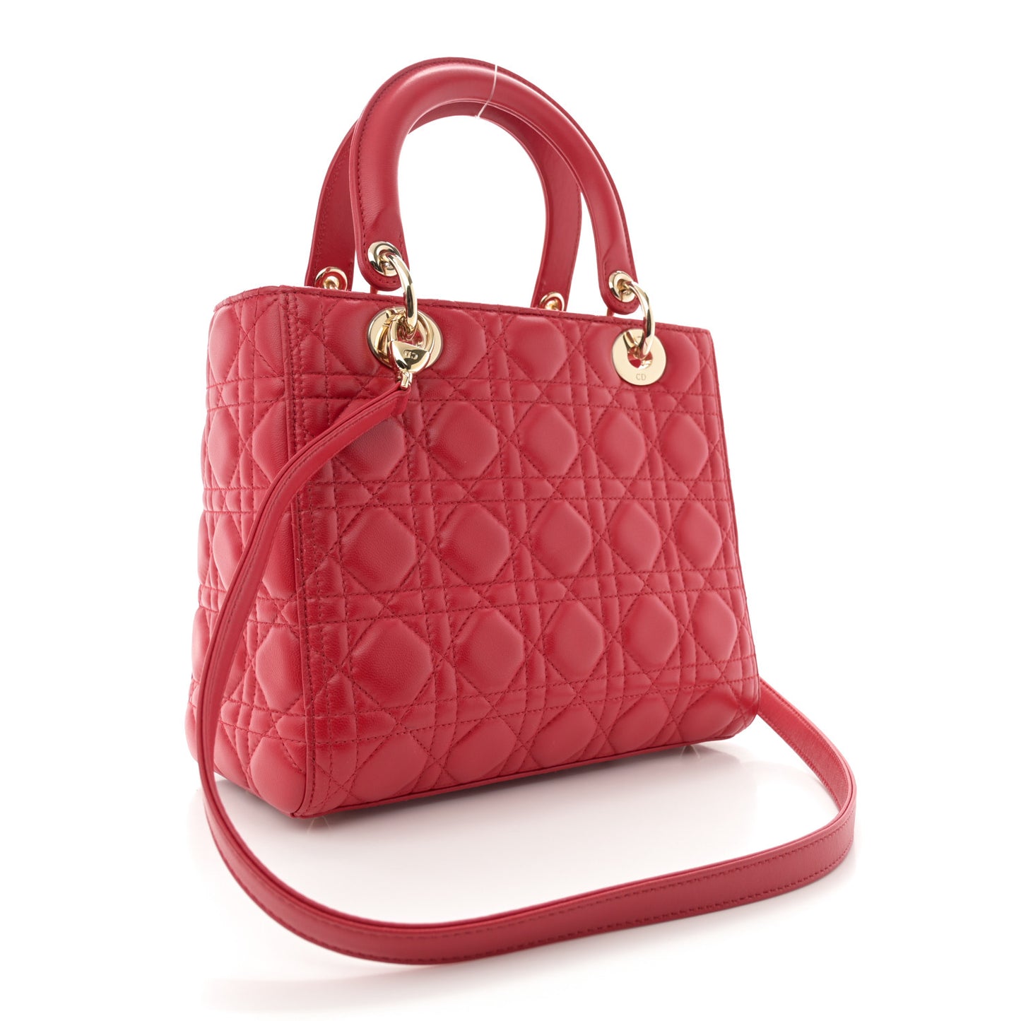 Lambskin Cannage Medium Lady Dior Red