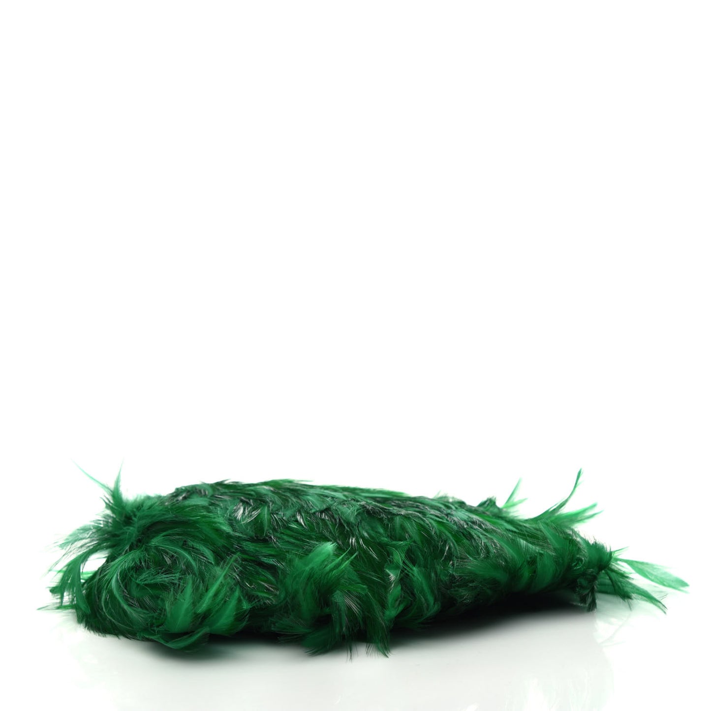 Calfskin Feather Evening Bag Emerald Black