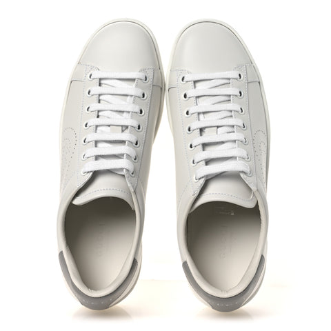 Calfskin Interlocking G Perforated Womens Ace Sneakers 37 White Grey Sky