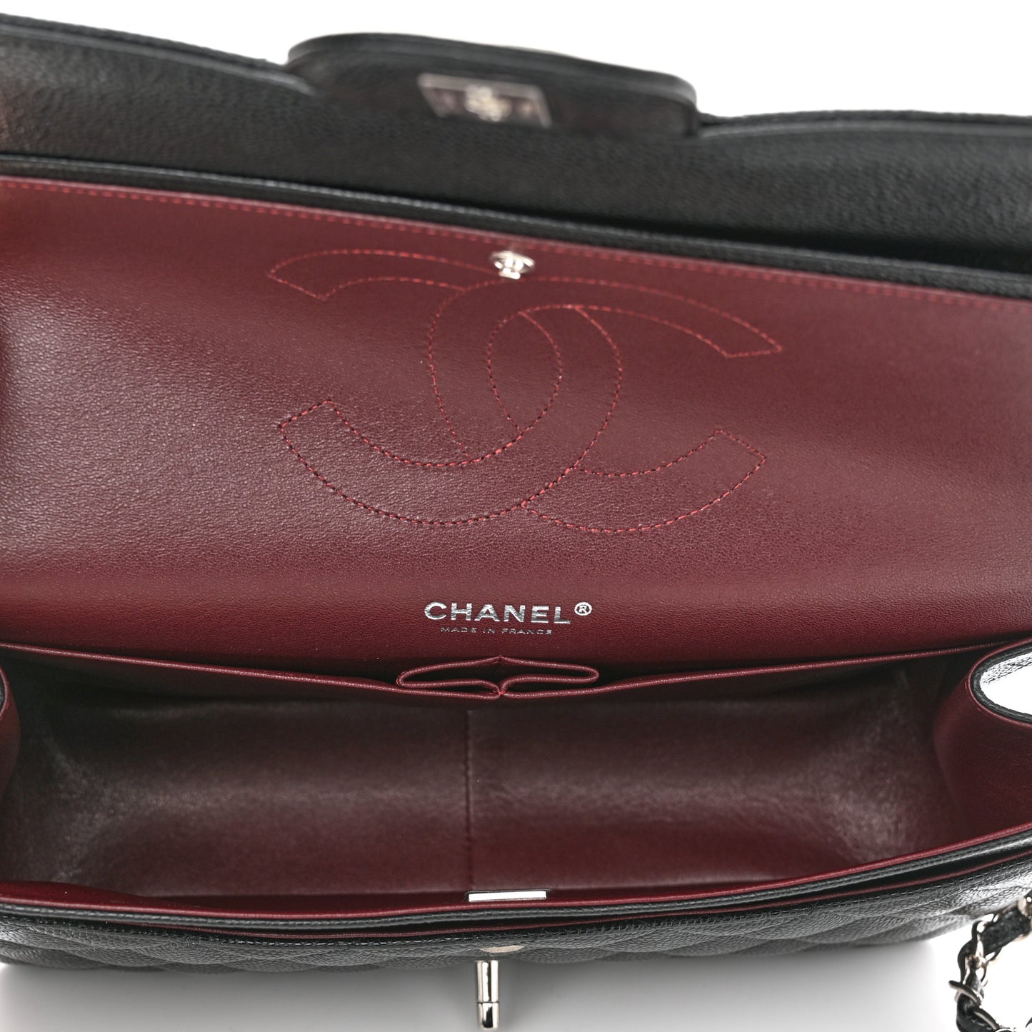 Caviar Quilted Jumbo Double Flap Black