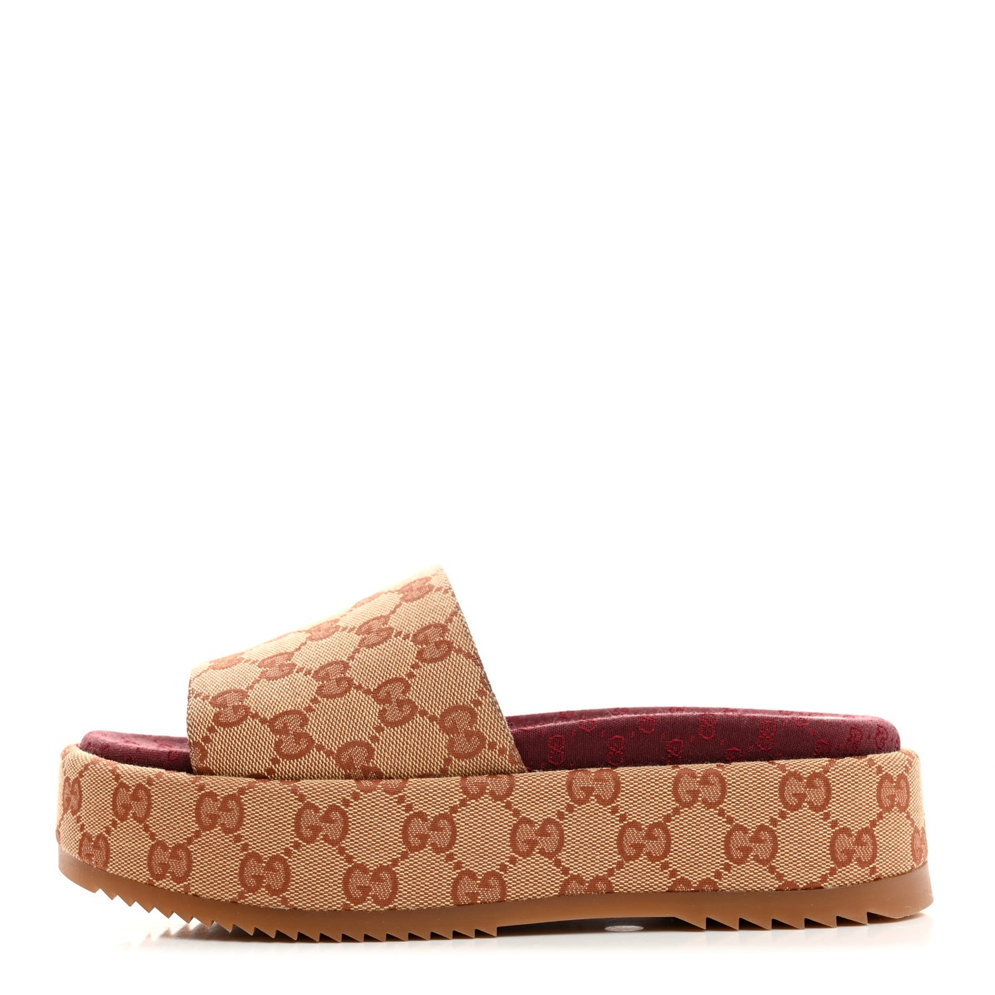 Canvas GG Monogram Angelina Platform Slide Sandals 38.5 Beige Ruggine