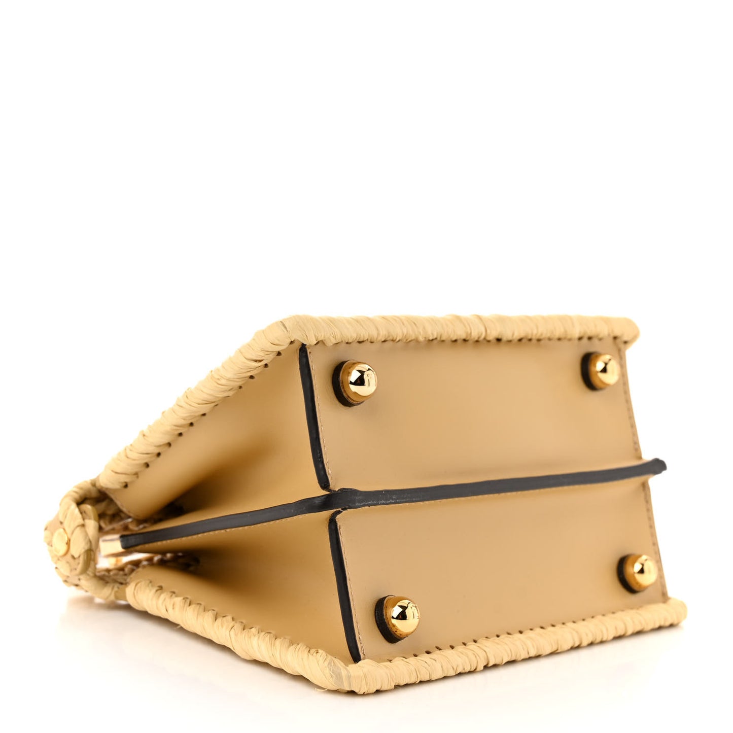 Paglia Vitello King Nappa Woven Petite Peekaboo I SEE U Satchel Sahara