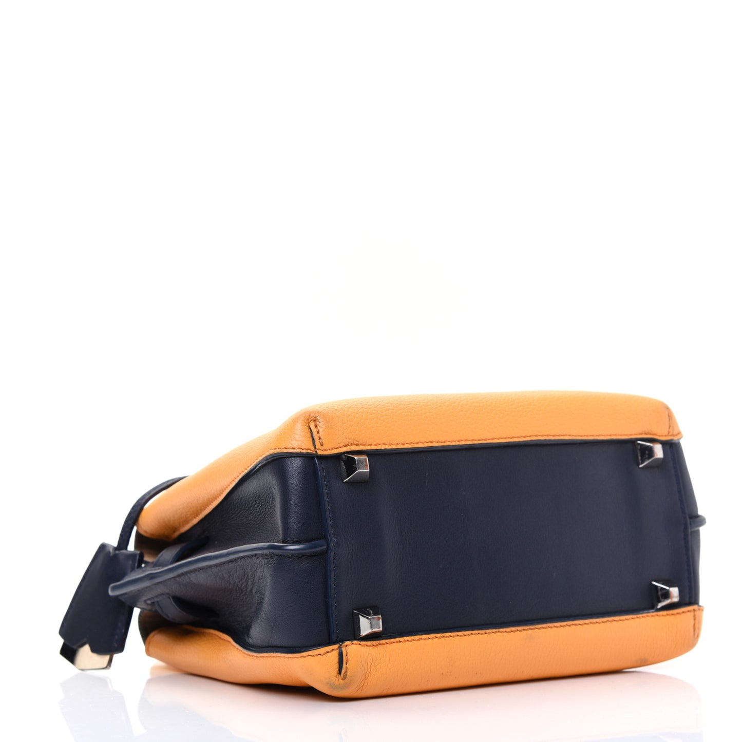 Grained Calfskin Bi-Color Mini Milla Tote Yellow Black