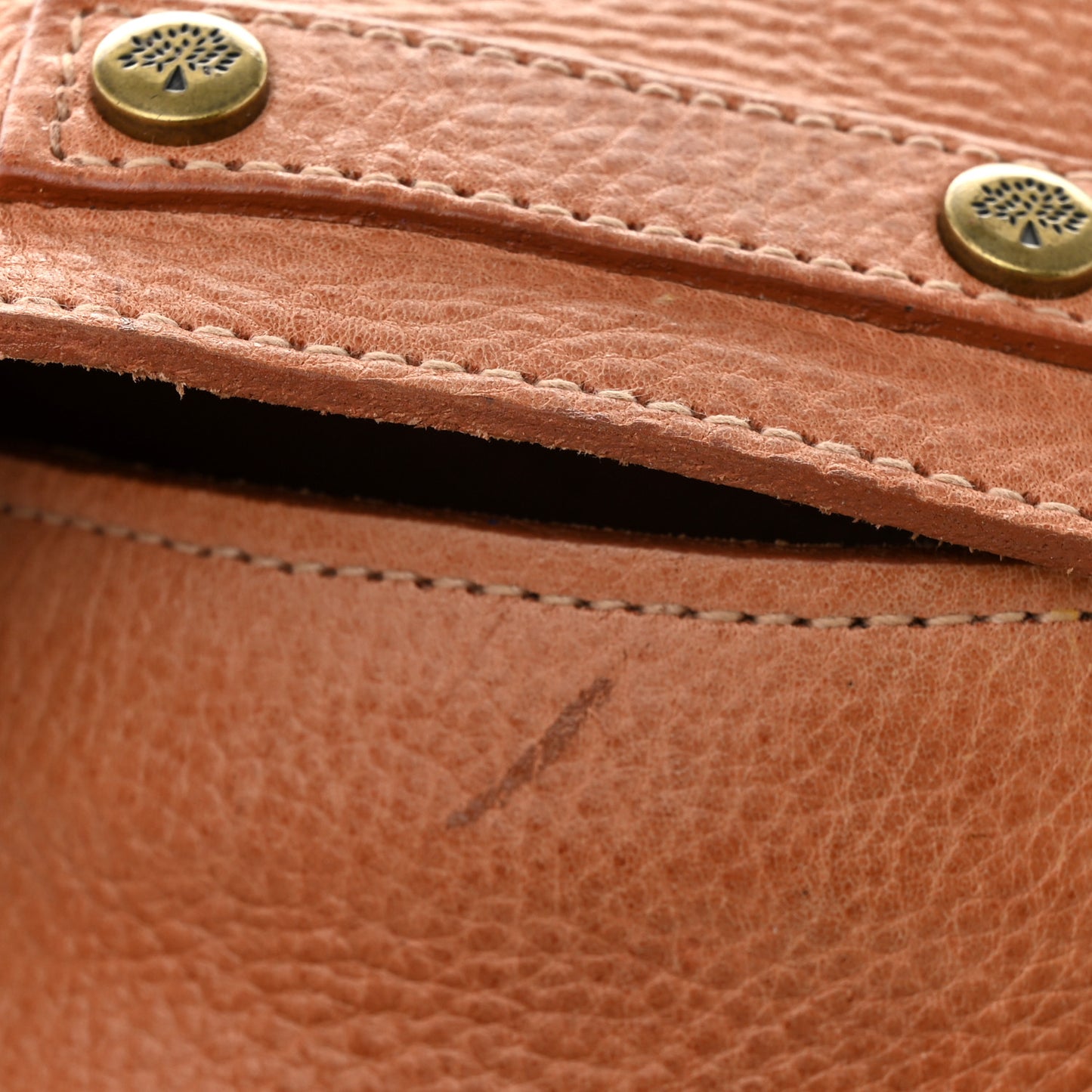 Small Grain Calfskin Messenger Crossbody Burnt Peach