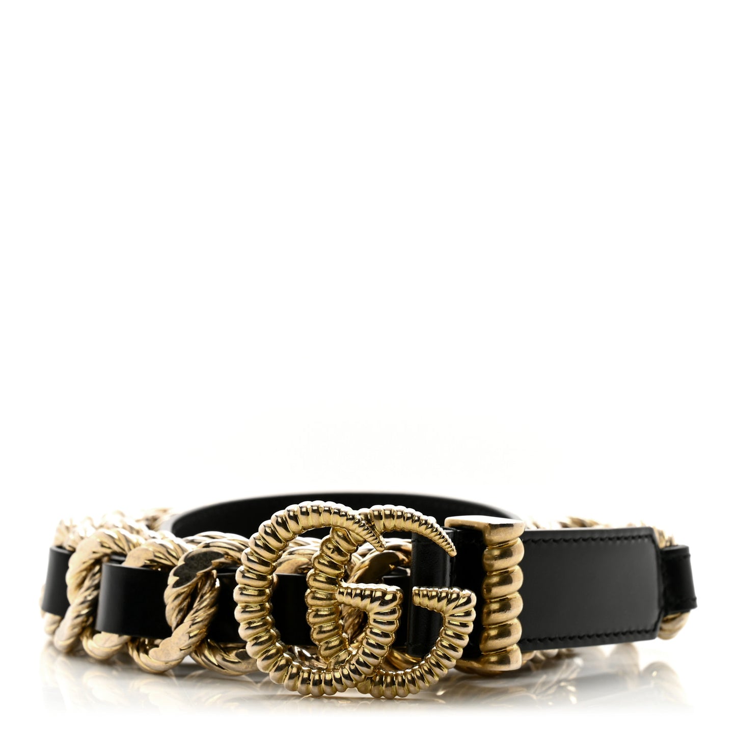 Calfskin Torchon Double G Chain 25mm Belt 90 36 Black