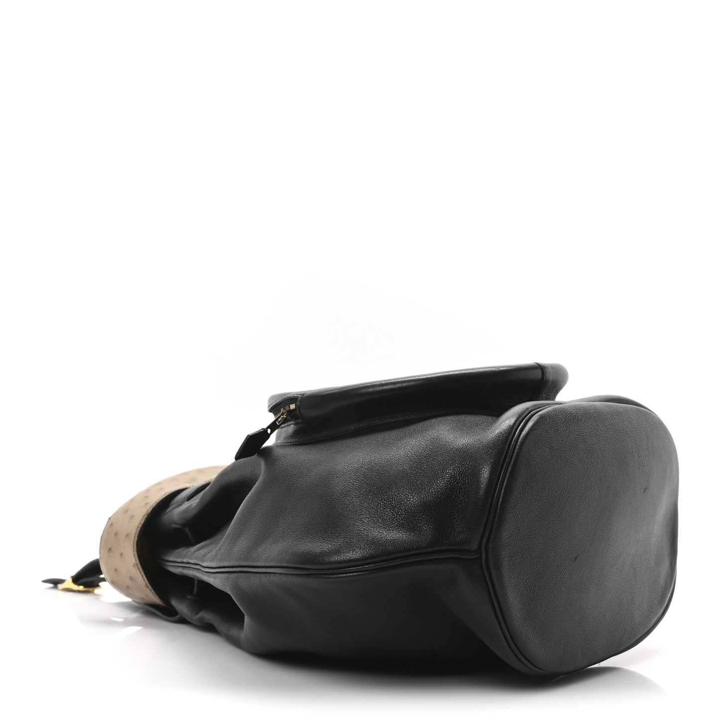Gulliver Ostrich Lizard Sumac Handbag Black Mousse Gold