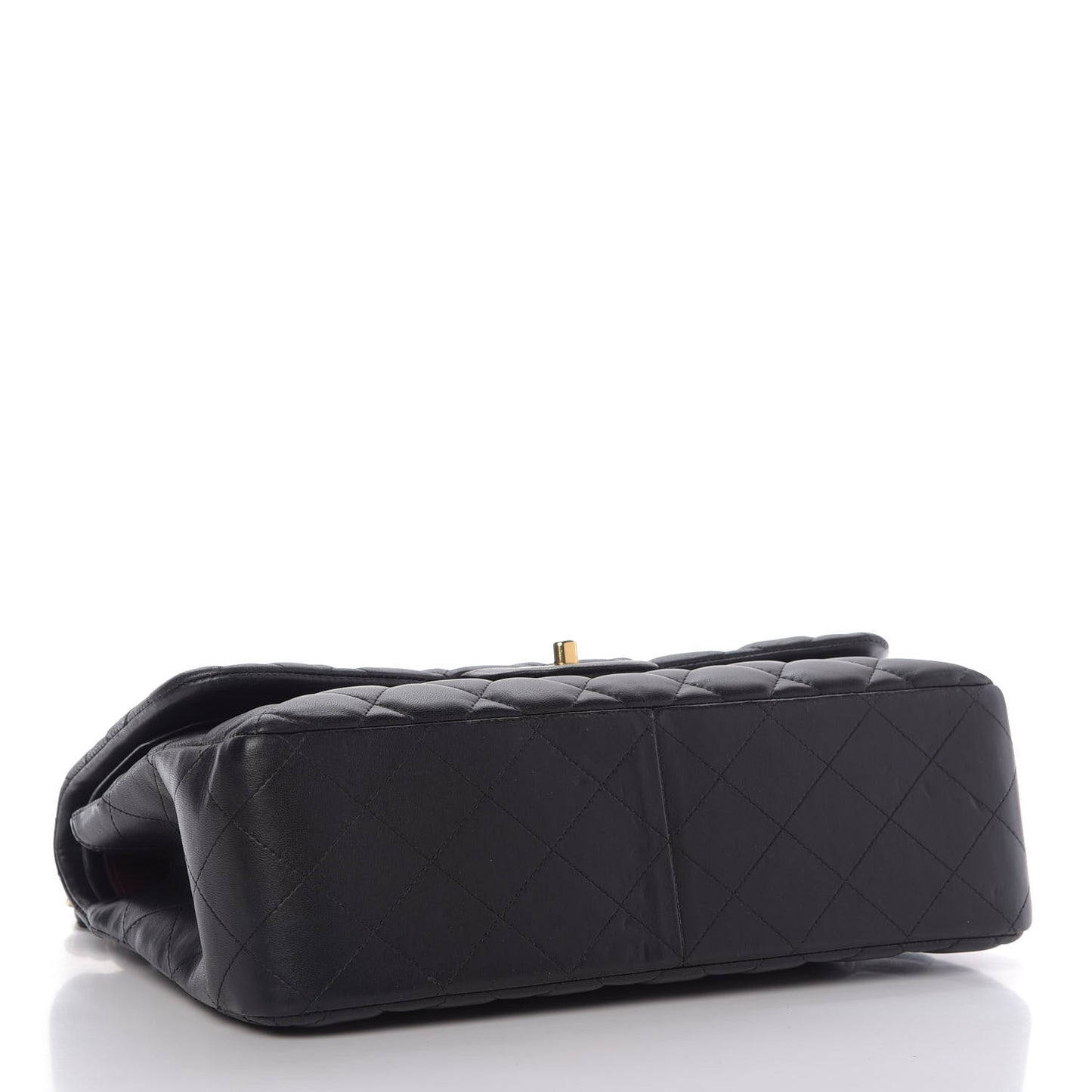 Lambskin Quilted Jumbo Double Flap Black