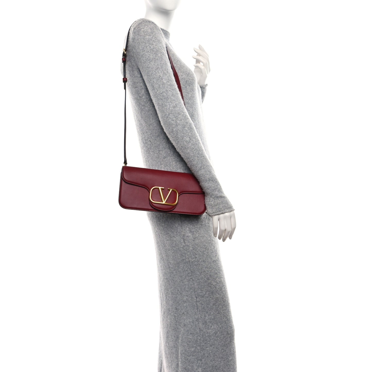 Calfskin Vlogo Loco Crossbody Bag Dark Red