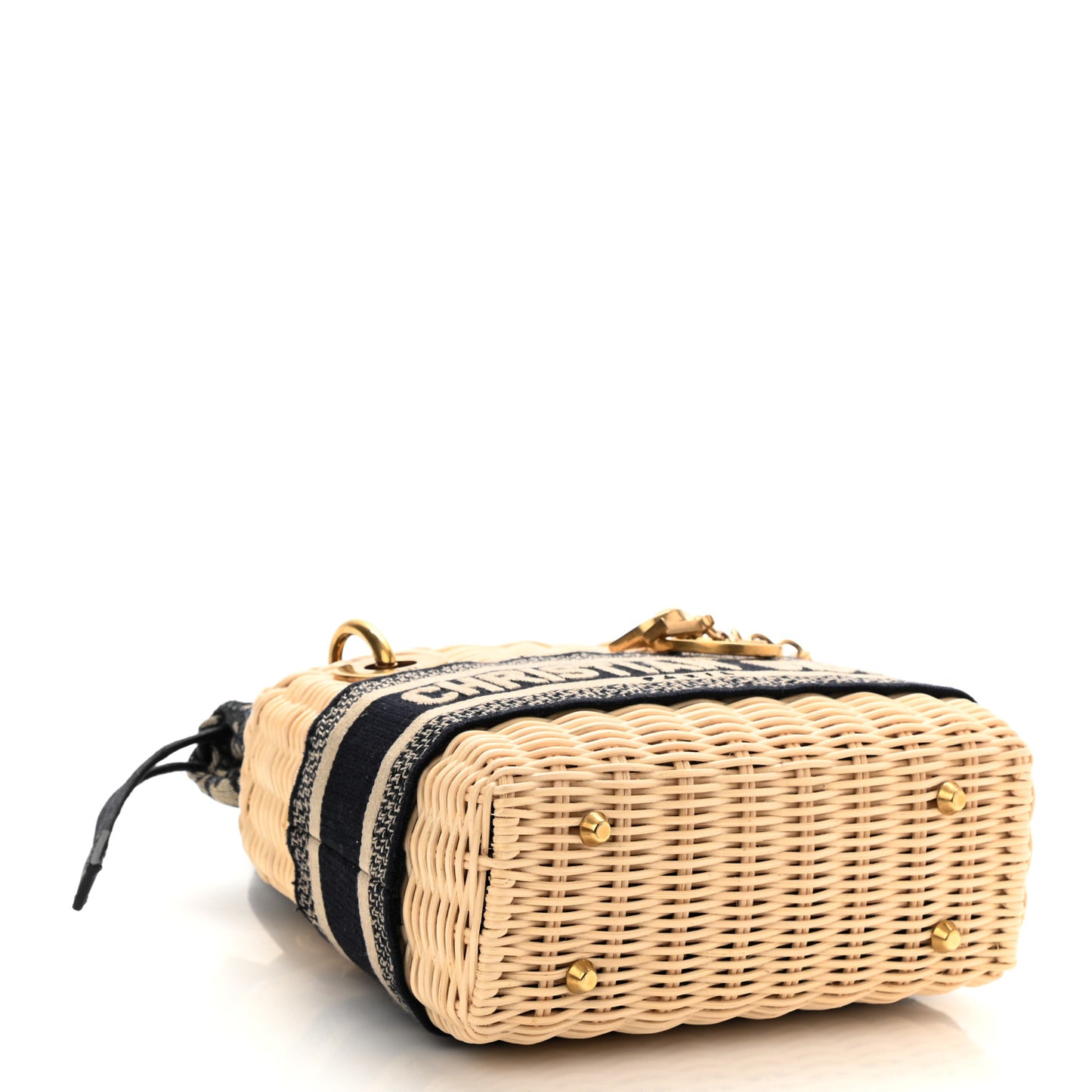 Wicker Oblique Mini Lady Dior Bag Blue