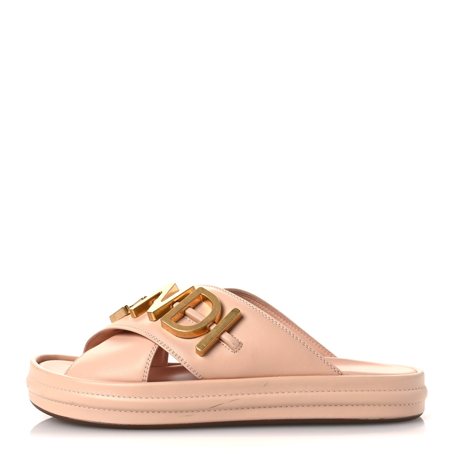 Fendi Vitello Womens Fendigraphy Slide Sandals 38 Light Rose