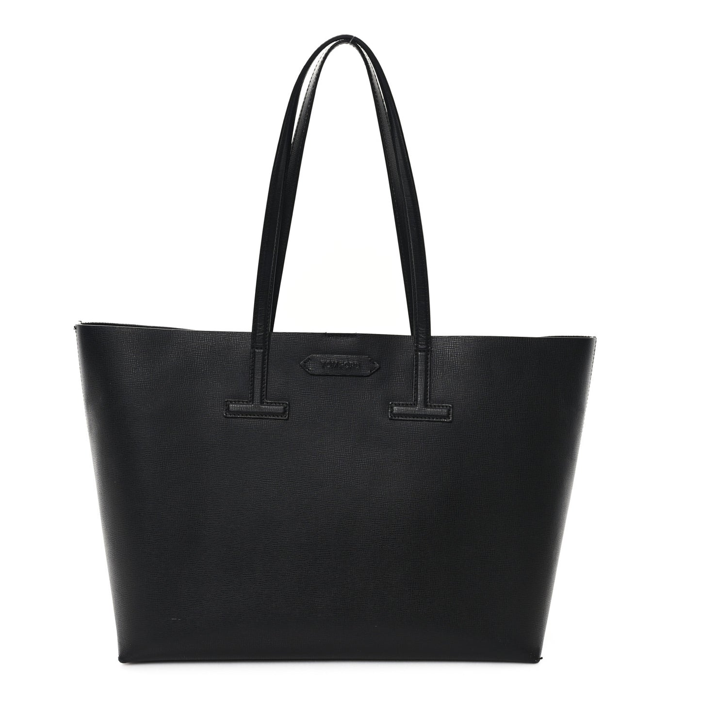 Grained Calfskin Small T Tote Black