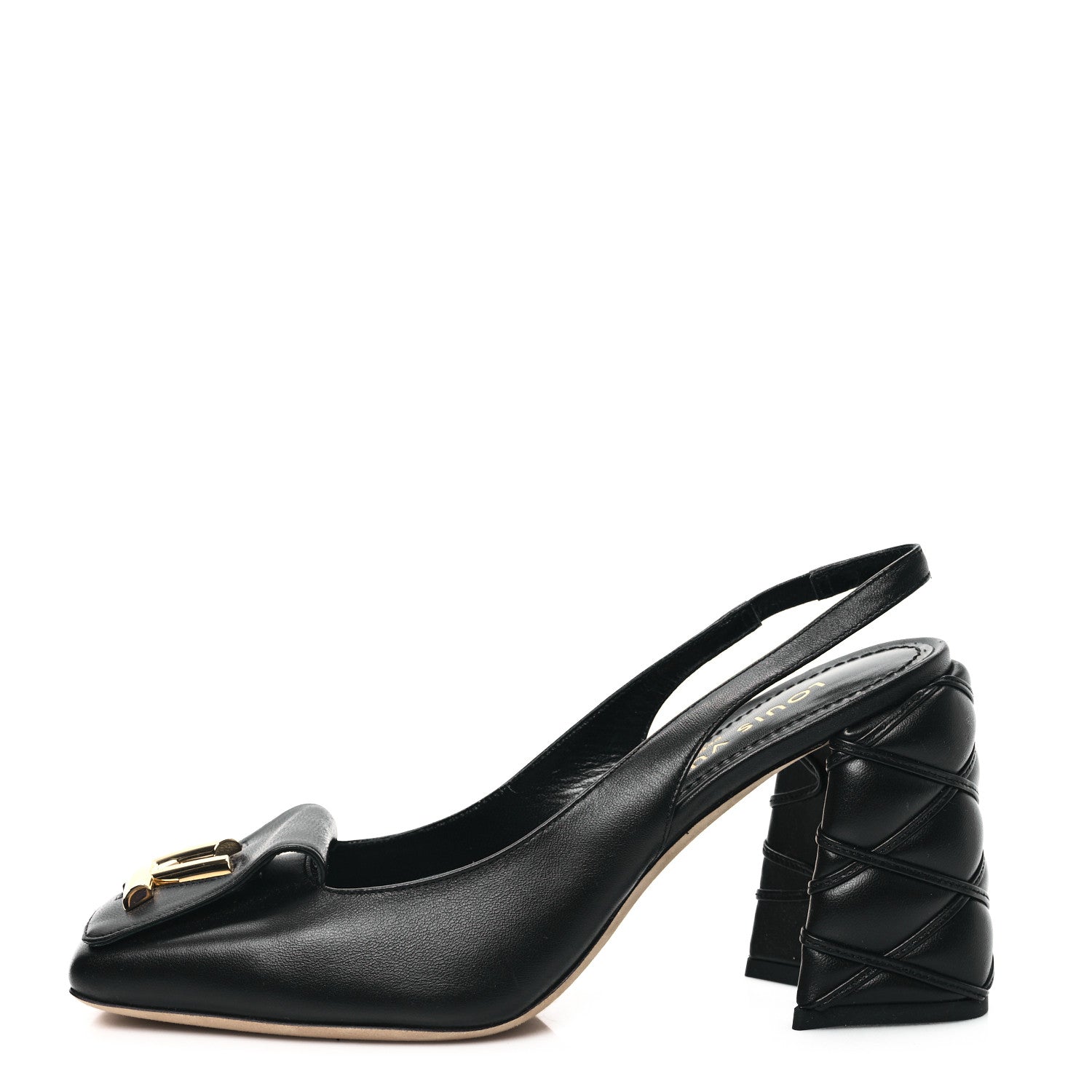 Louis Vuitton Lambskin Shake Slingback Pumps 38.5 Black 1628375