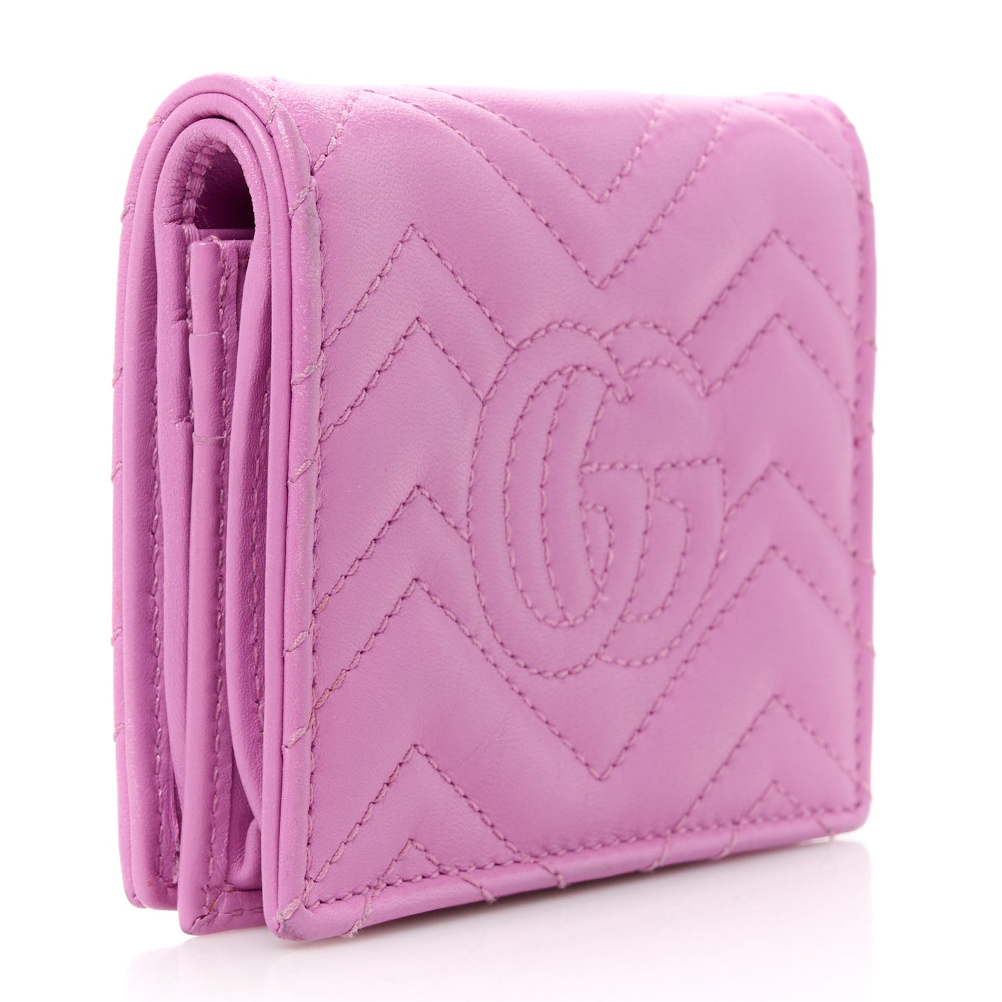 Calfskin Matelasse GG Marmont Card Case Candy Mousse