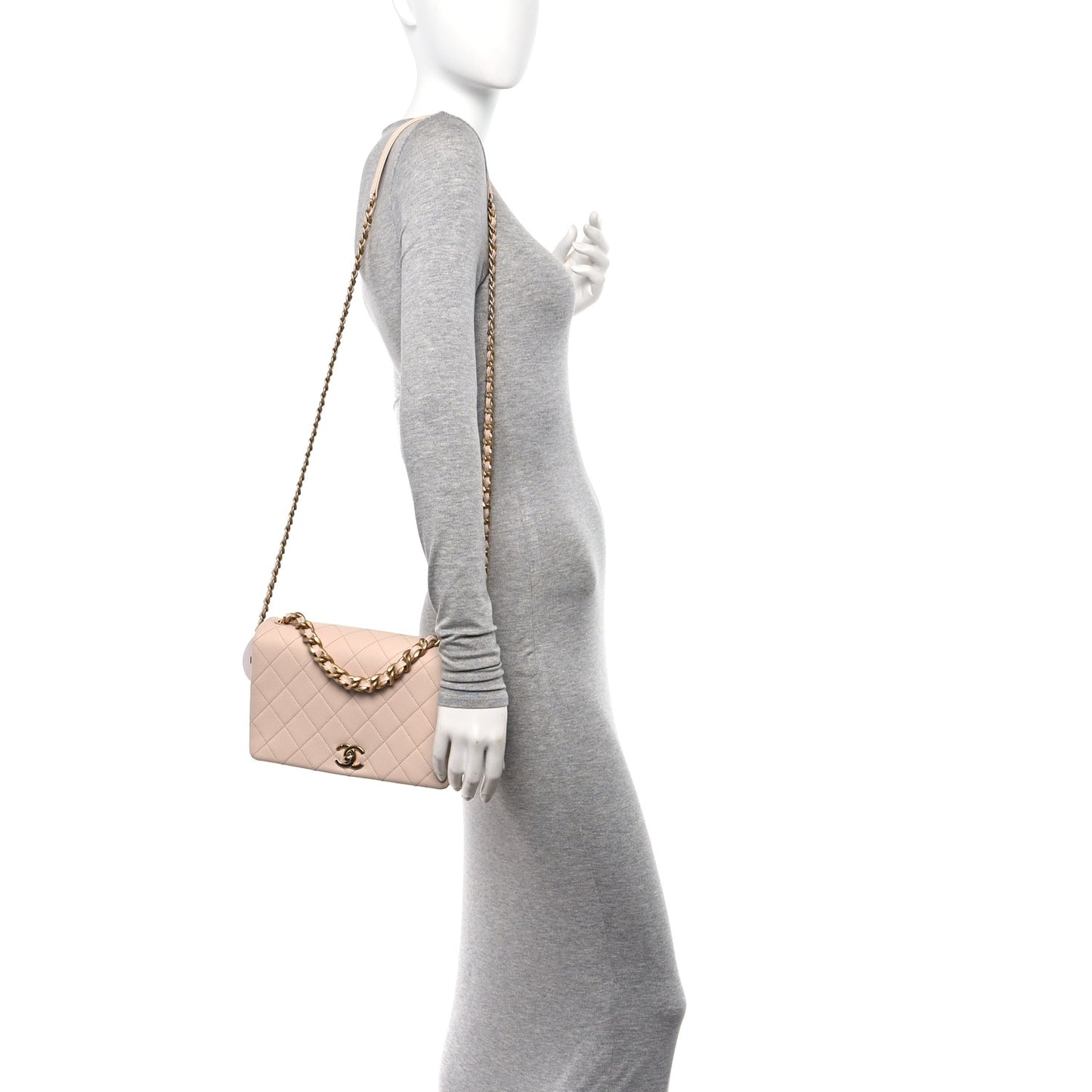 Caviar Quilted Medium Fashion Therapy Flap Beige