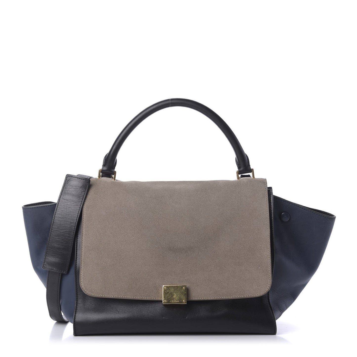 Calfskin Suede Medium Tri-Color Trapeze Grey