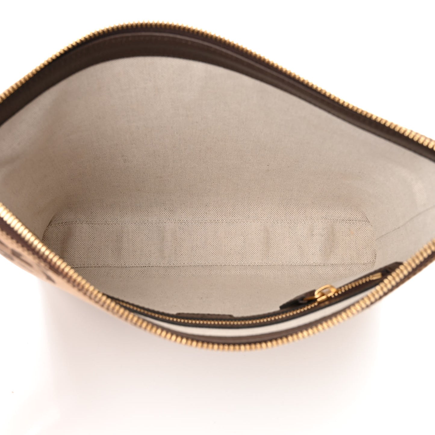 Monogram Jumbo GG Textured Dollar Calfskin Web Wristlet Messenger Bag Camel Ebony New Acero