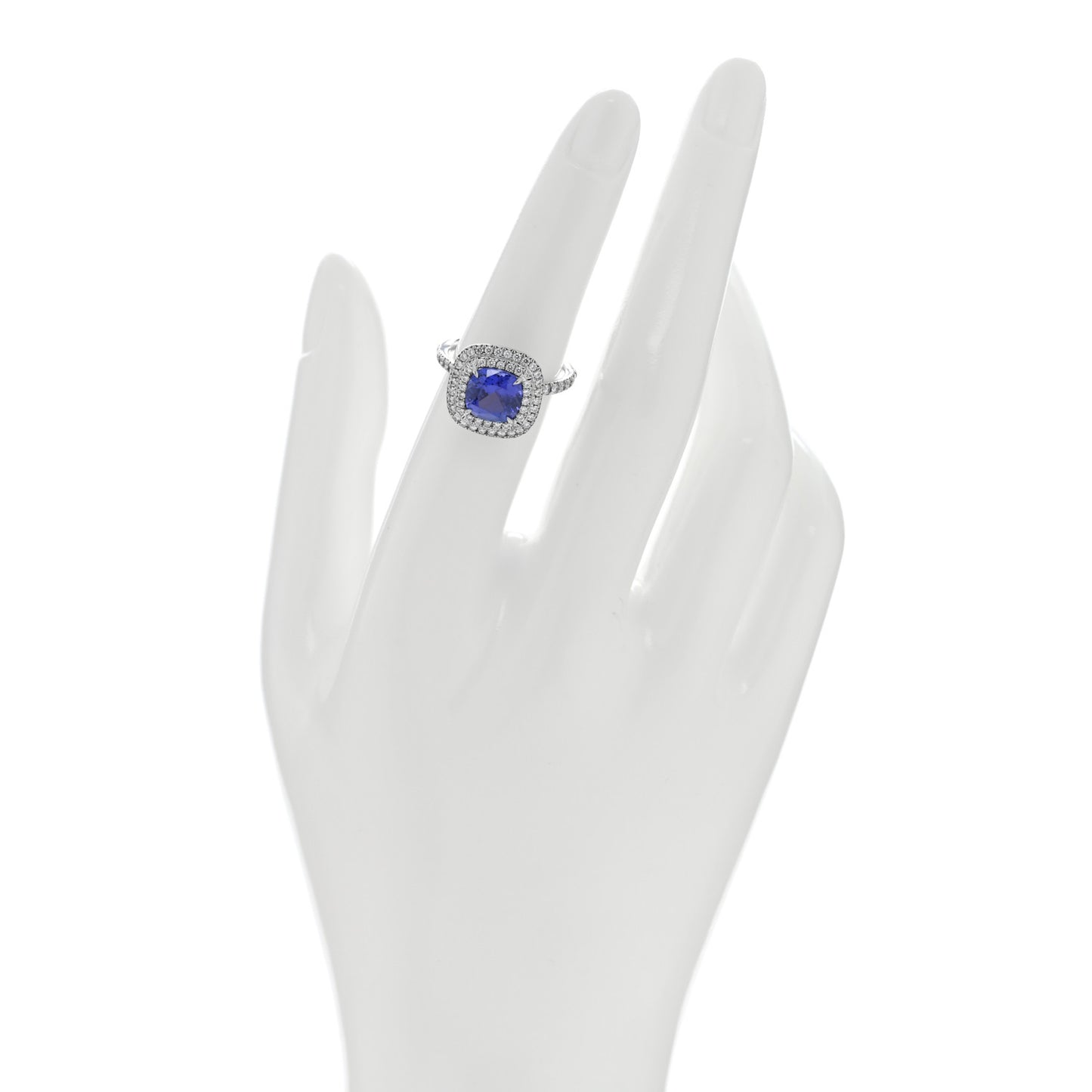 Platinum Diamond Tanzanite Soleste Cushion Cut Ring 51 5.75