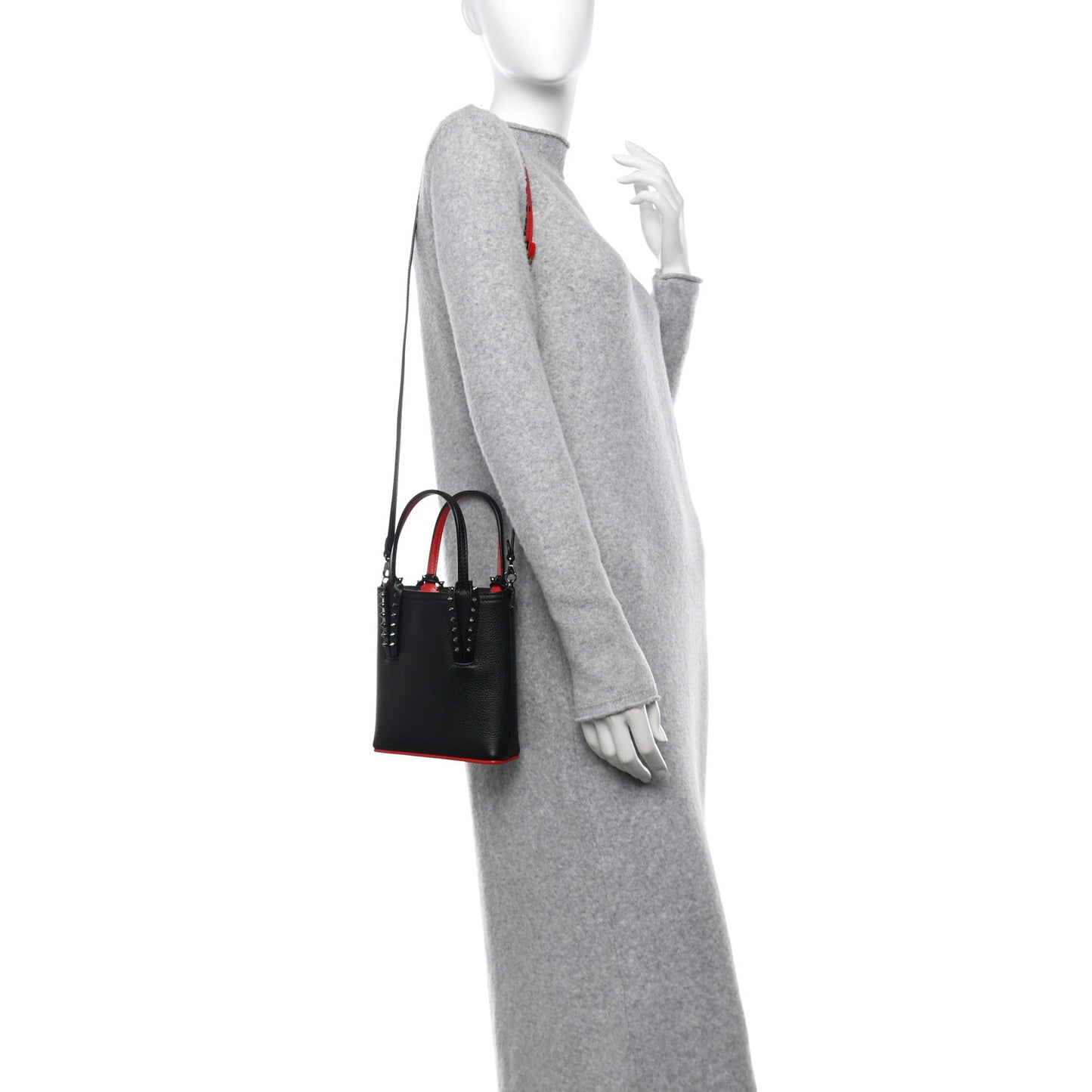 Calfskin Spikes Mini North South Cabata Tote  Black
