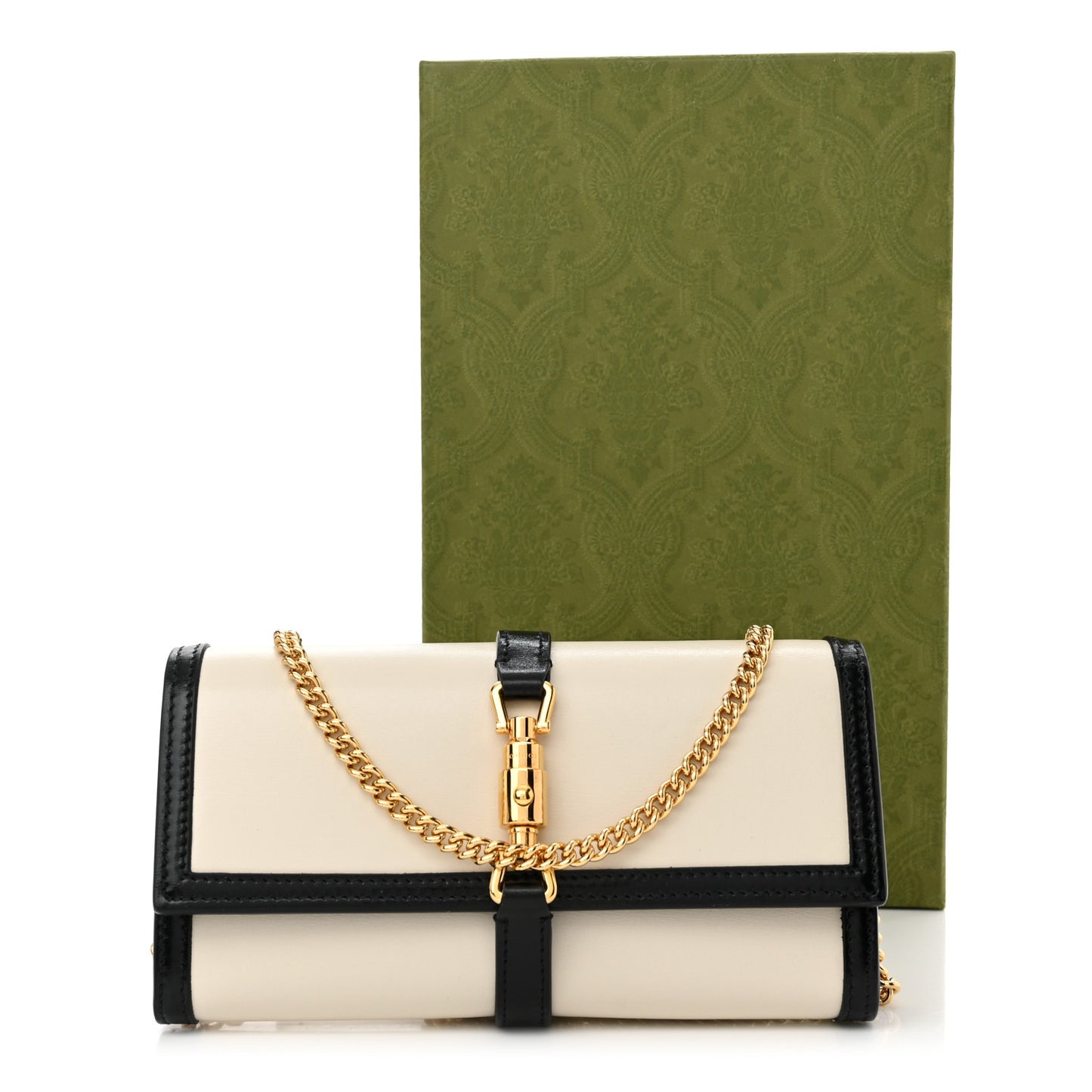 Calfskin Bi-Color Jackie 1961 Chain Wallet Mystic White Black