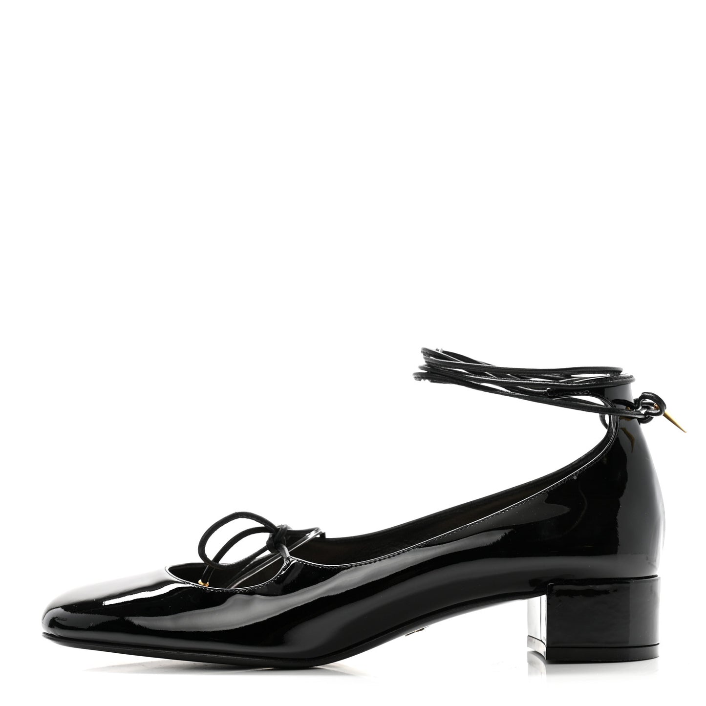 Patent Calfskin Baby-D Ankle Ballet Flats 39 Black