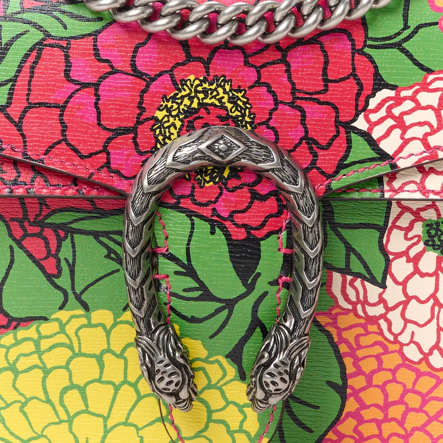 Gucci X KEN SCOTT New Shangai Calfskin Pomponica Print Small Dionysus Shoulder Bag Multicolor 9 of 11