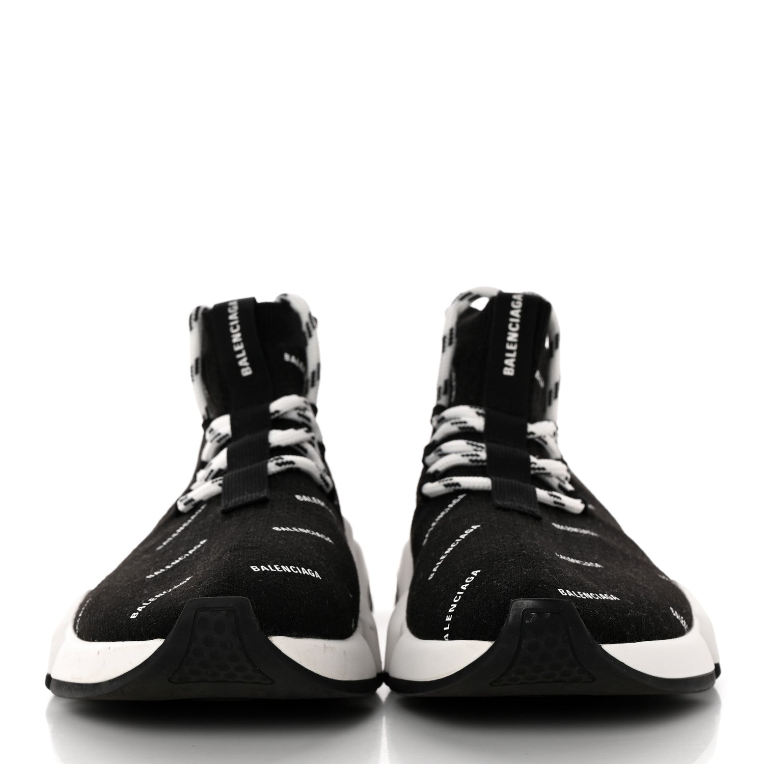 Balenciaga Neoprene Knit Allover Logo Womens Speed Lace Up Sneakers 37 Black 2 of 12