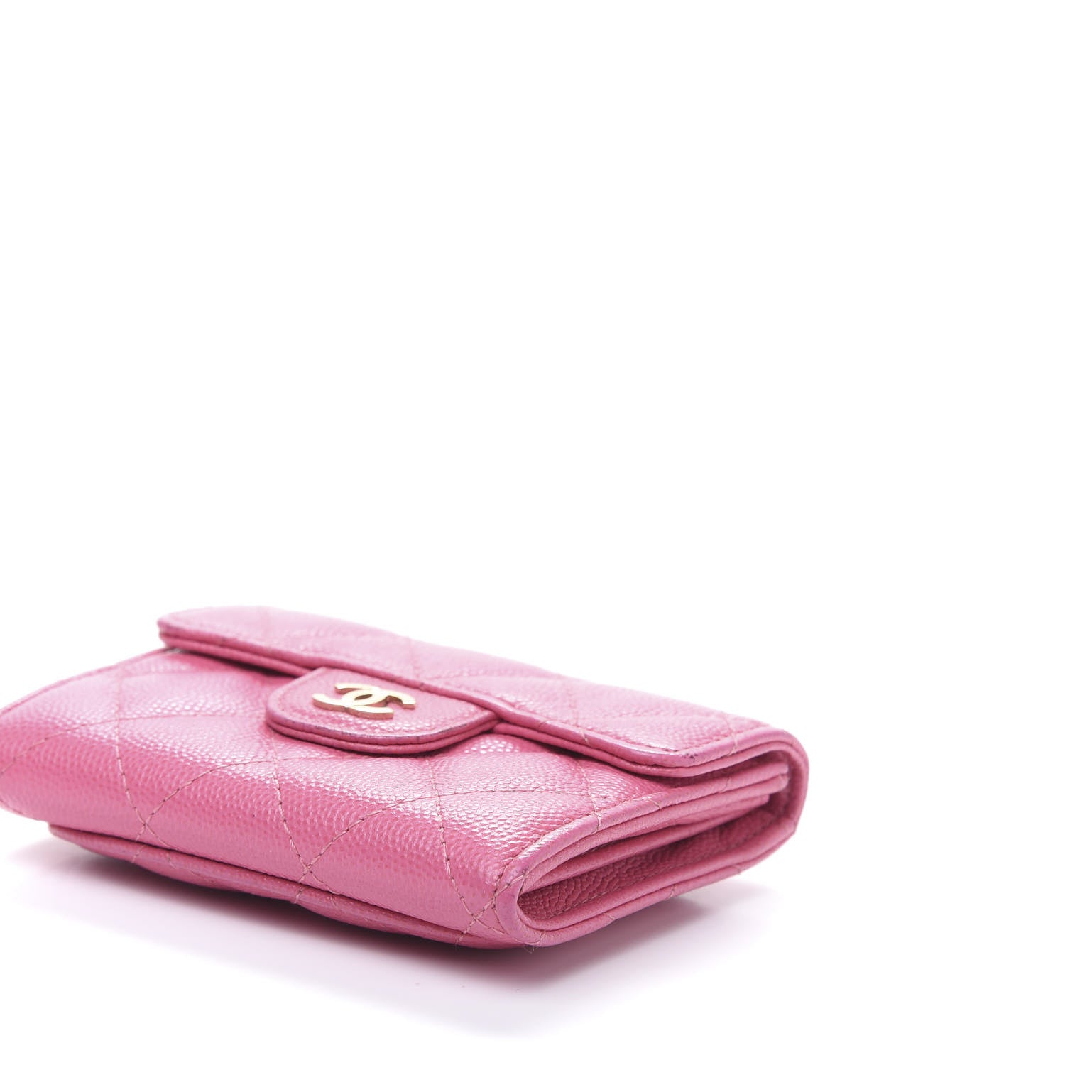 Chanel Iridescent Caviar Quilted Flap Card Holder Wallet Pink 7 of 9