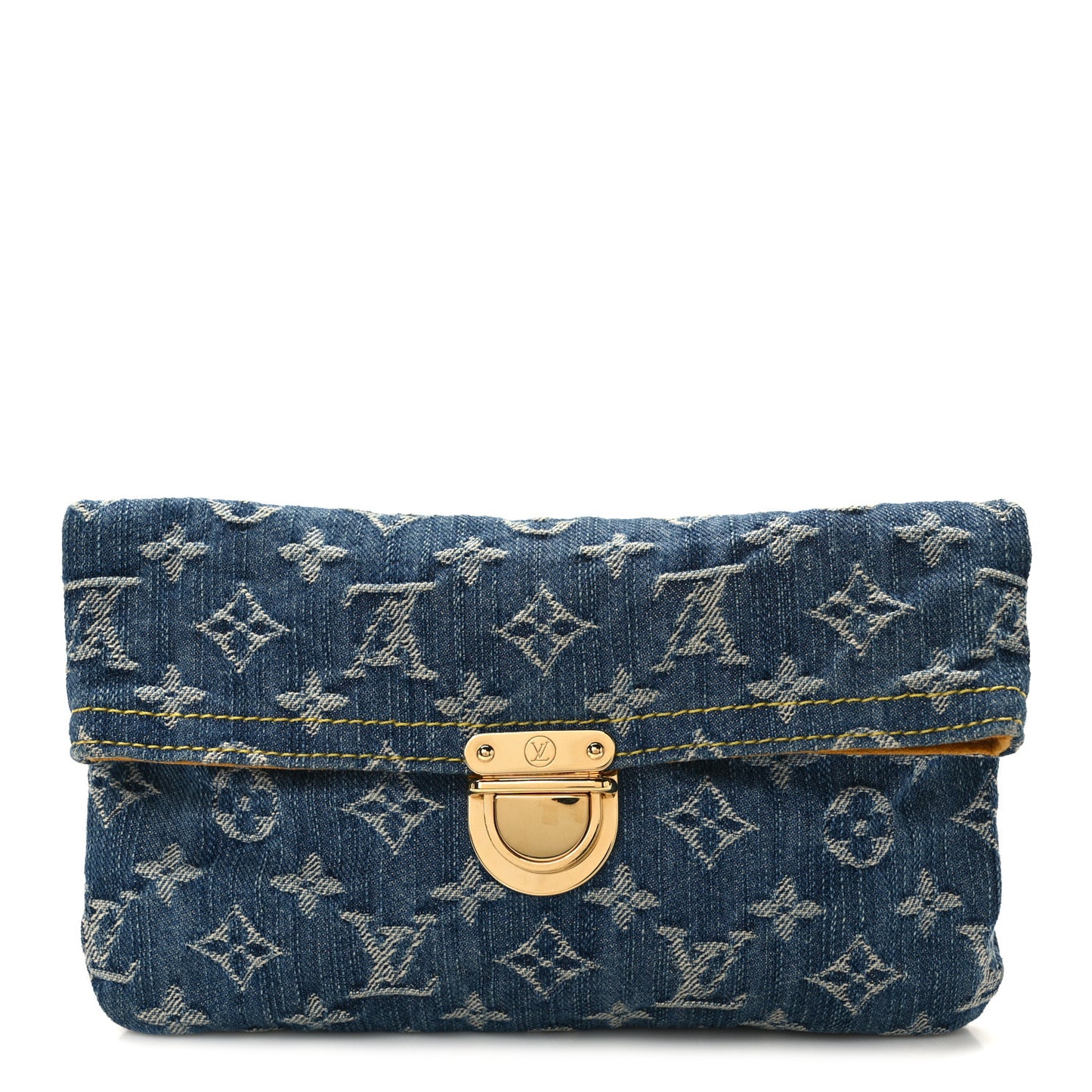 Monogram Denim Pochette Plat Clutch Blue