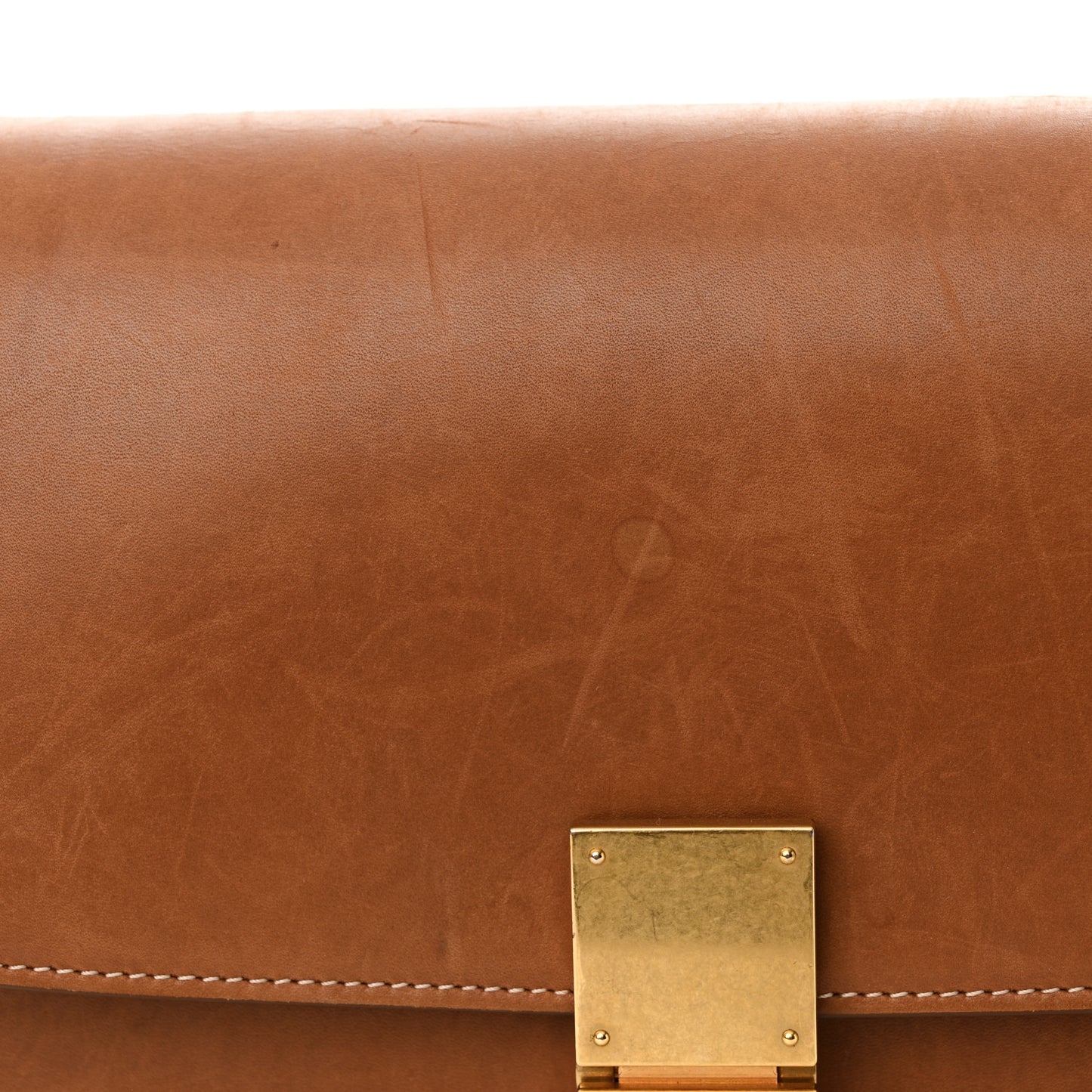 Natural Calfskin Medium Classic Box Flap Bag Tan