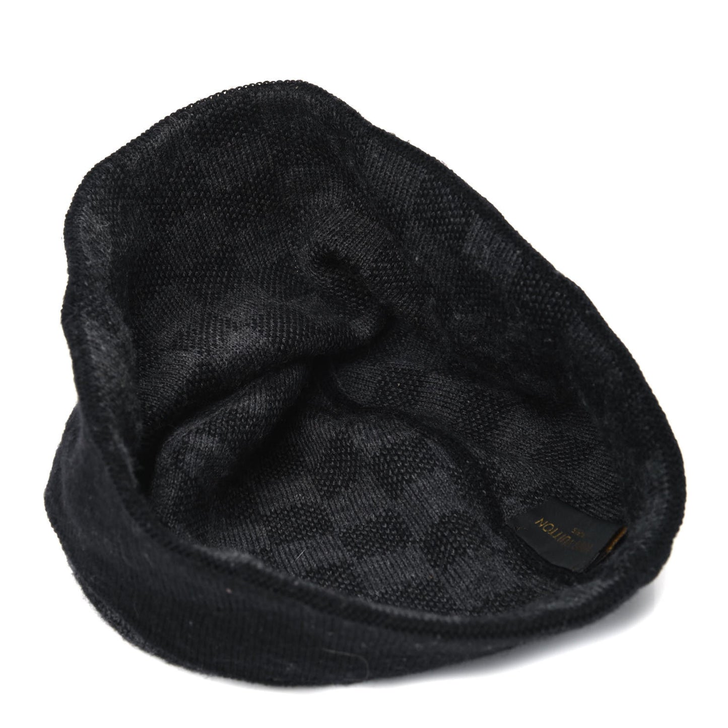 Wool Bonnet Petit Damier Beanie Hat Black