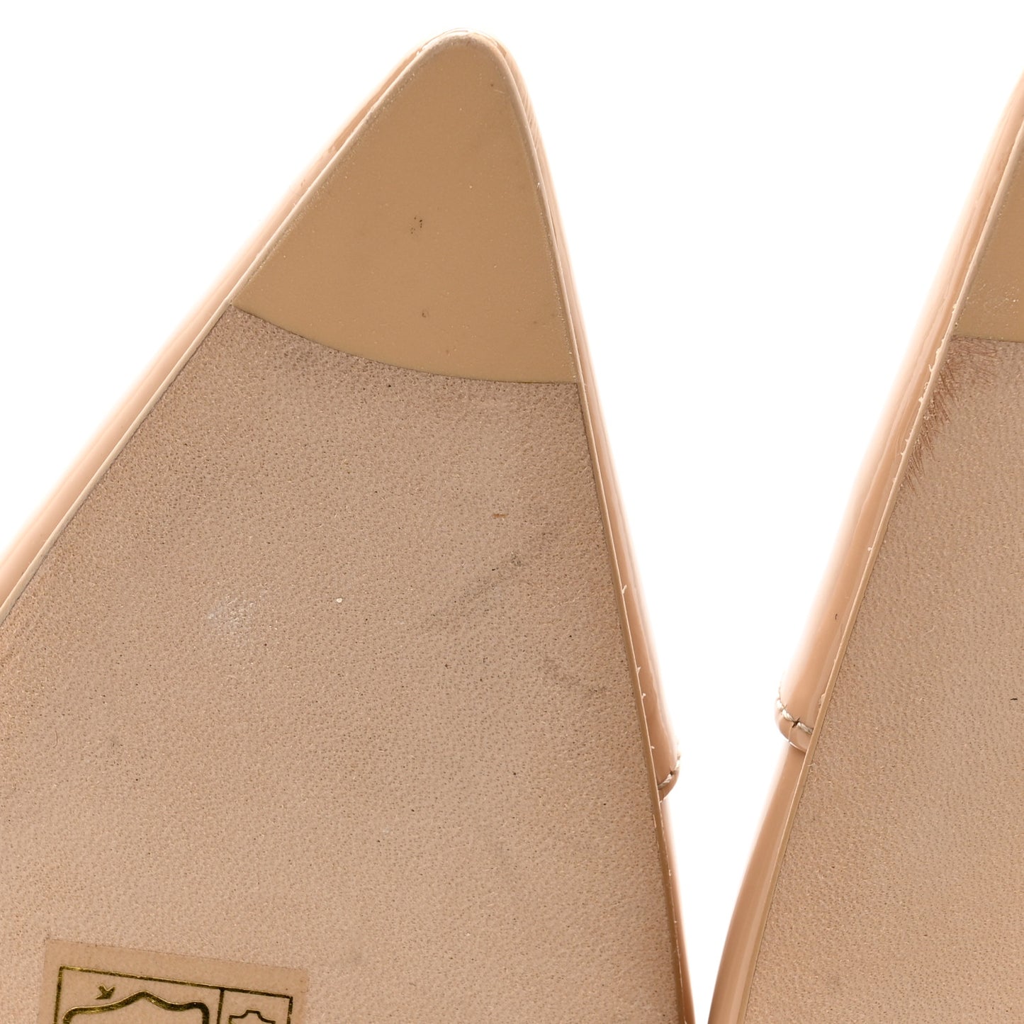 Patent Calfskin Cap Toe CC Slingback Pumps 38 Beige
