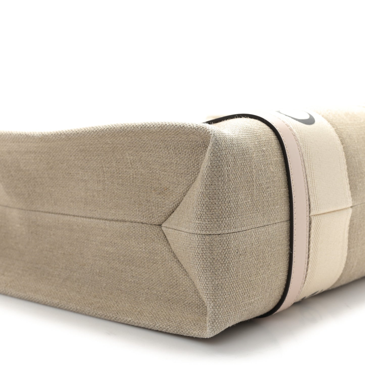 Linen Calfskin Medium Woody Ribbon Tote Cement Pink