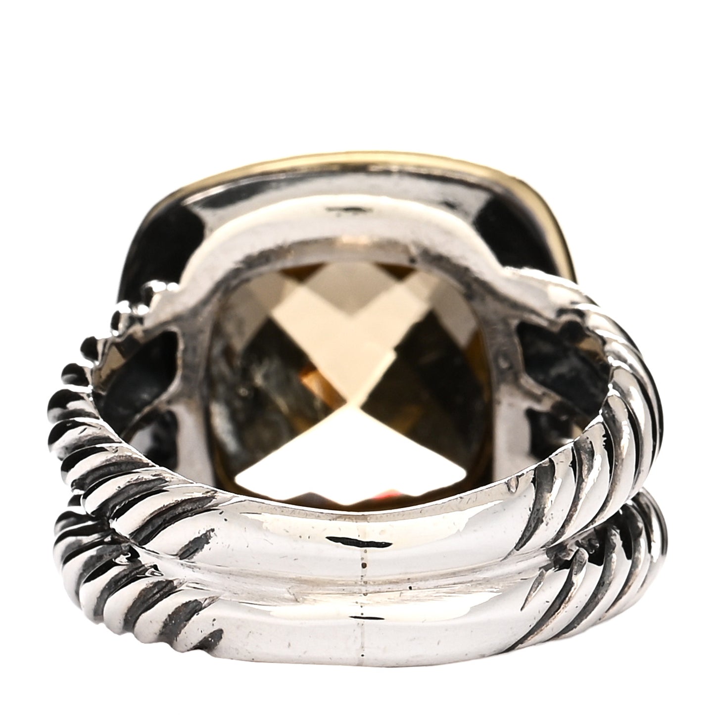Sterling Silver 18K Yellow Gold Diamond Smoky Quartz 11mm Albion Ring 49 5