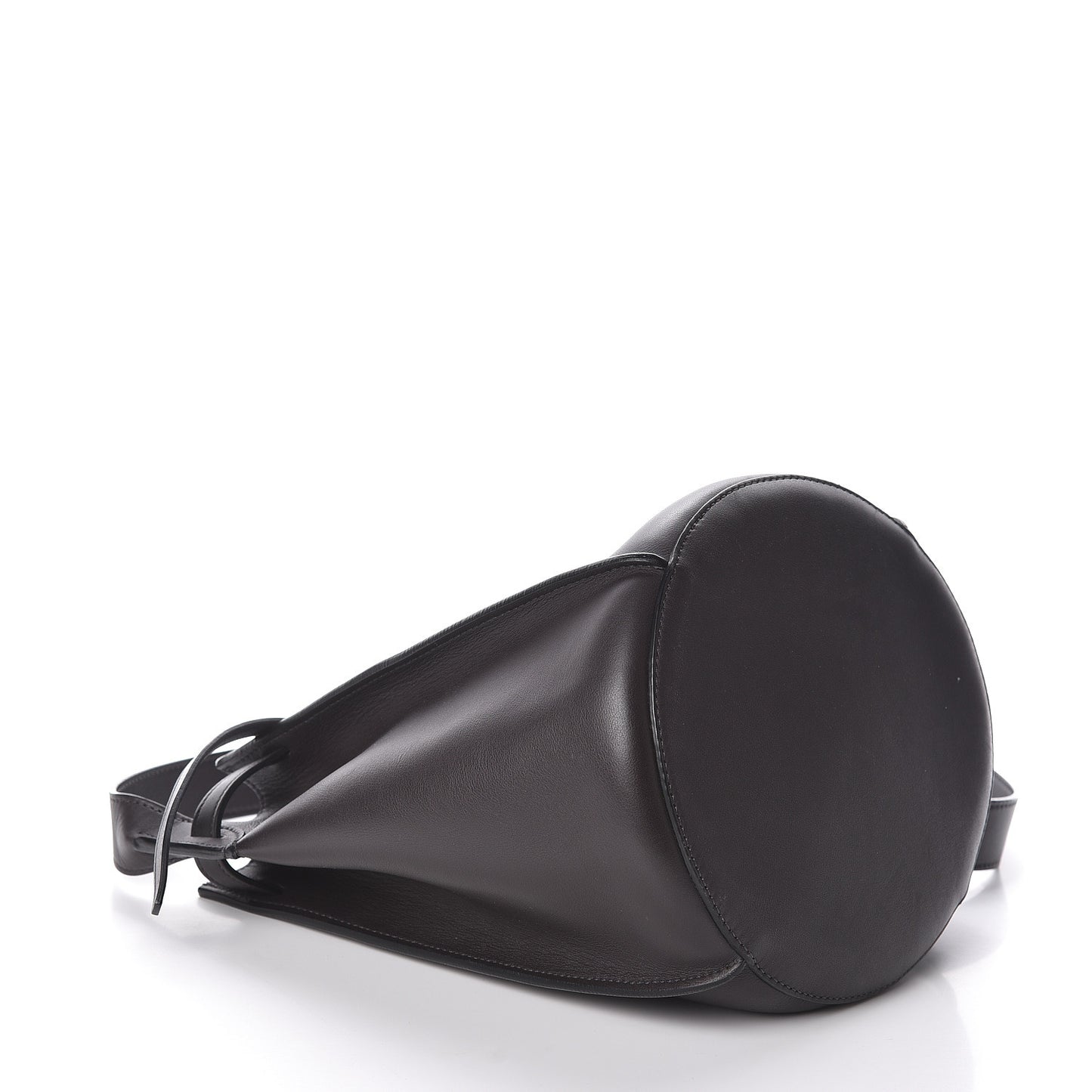 Smooth Calfskin Long Strap Big Bucket Bag Liquorice