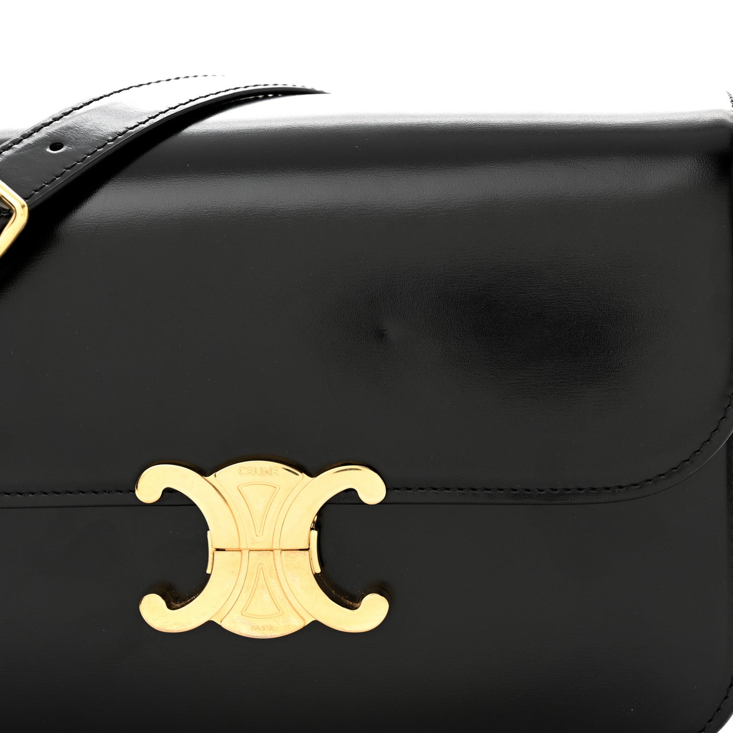 Shiny Calfskin Medium Triomphe Black