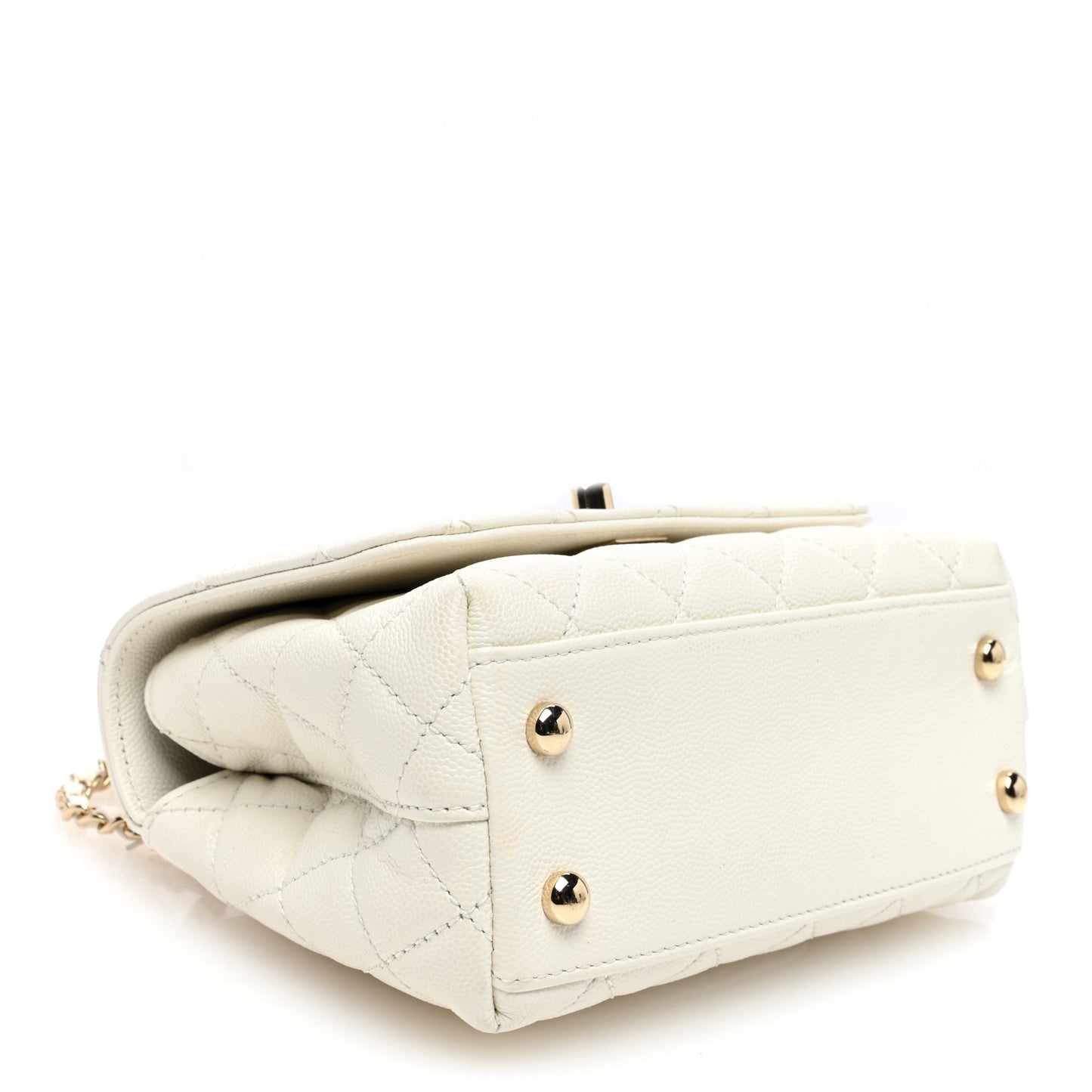 Caviar Quilted Extra Mini Coco Handle Flap White